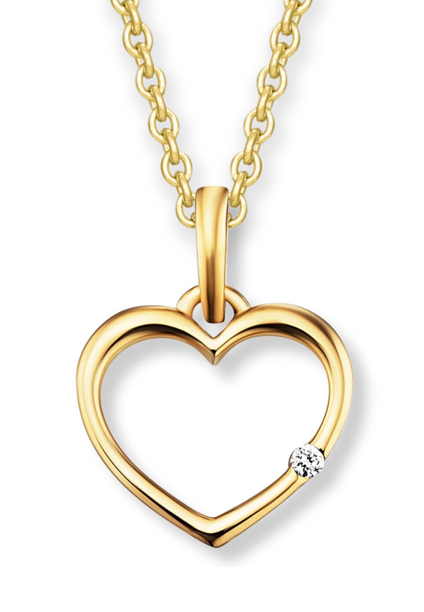 ONE ELEMENT Kette und Anhänger Set »Schmuckset - Set mit Halskette 0.01 ct Diamant-Brillant Herz Anhänger aus 585 Gelbgold«