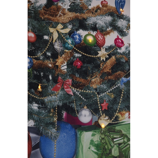 my home Vorhang »Xmas Tree W/LED«, (1 St.), Blickdicht, Tannenbaum,  weihnachtlich, HxB: 230x140, 15 LED-Lichter
