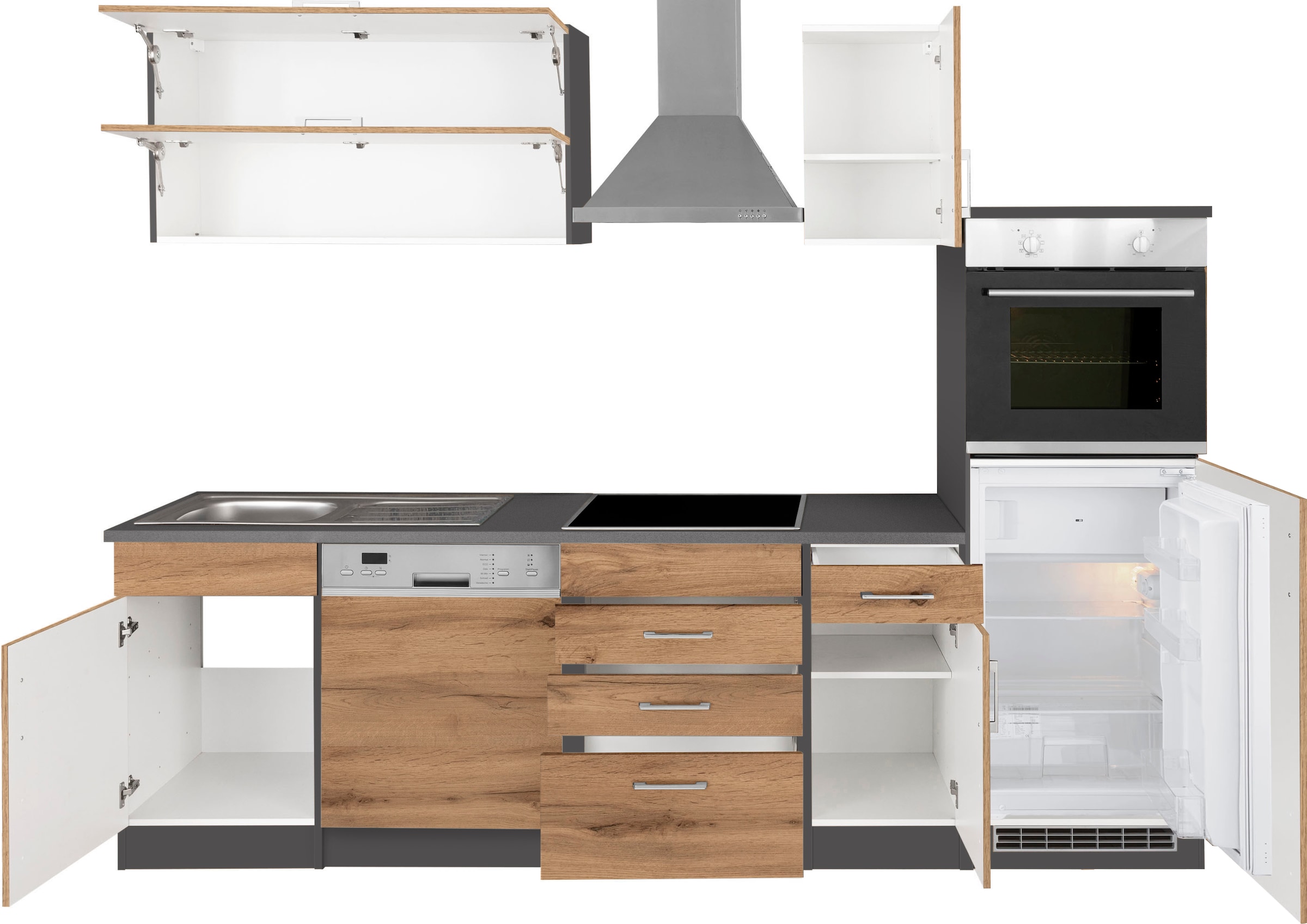 KOCHSTATION Küchenzeile »KS-Colmar« mit E-Geräten, Breite 270 cm
