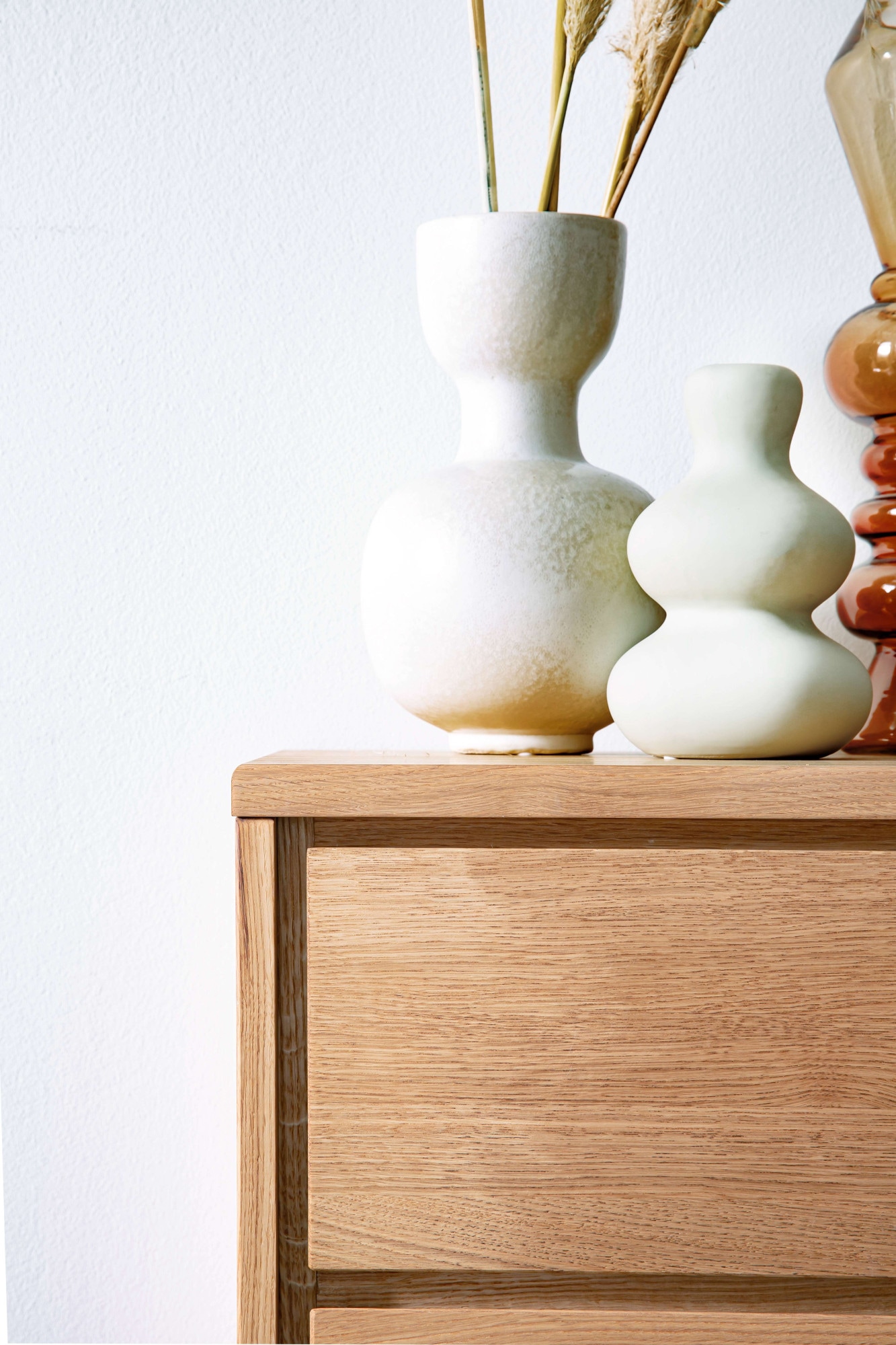 Home affaire Schubkastenkommode »Zetra Hochkommode, 5 Schubladen/1 Tür mit Soft-Close-Function«, Fertig montiert, Eiche Massivholz, Breite 47 cm