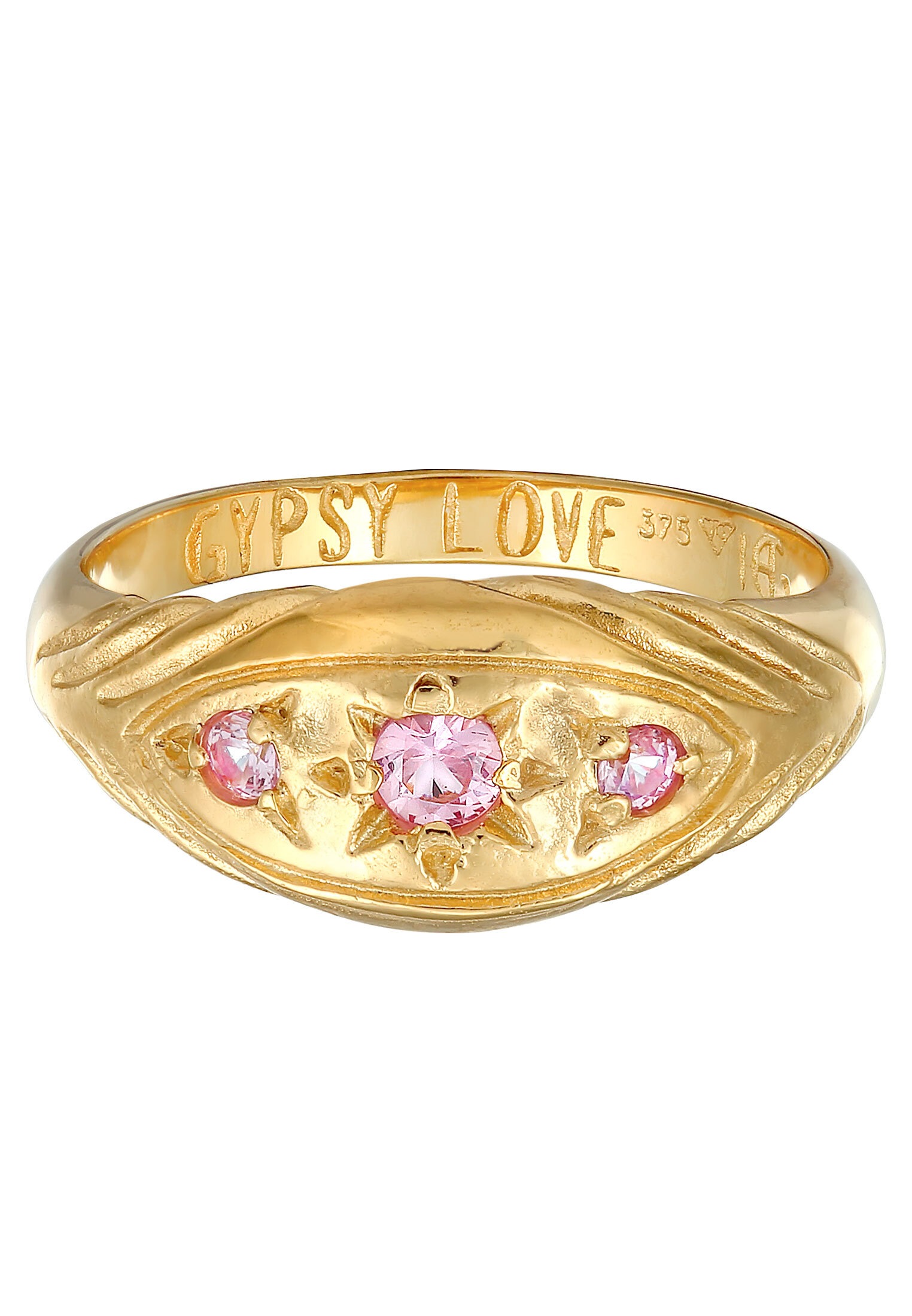 HAZE & GLORY Silberring »Ring Stern Saphir Pink - Love Rules 375 Gelbgold«