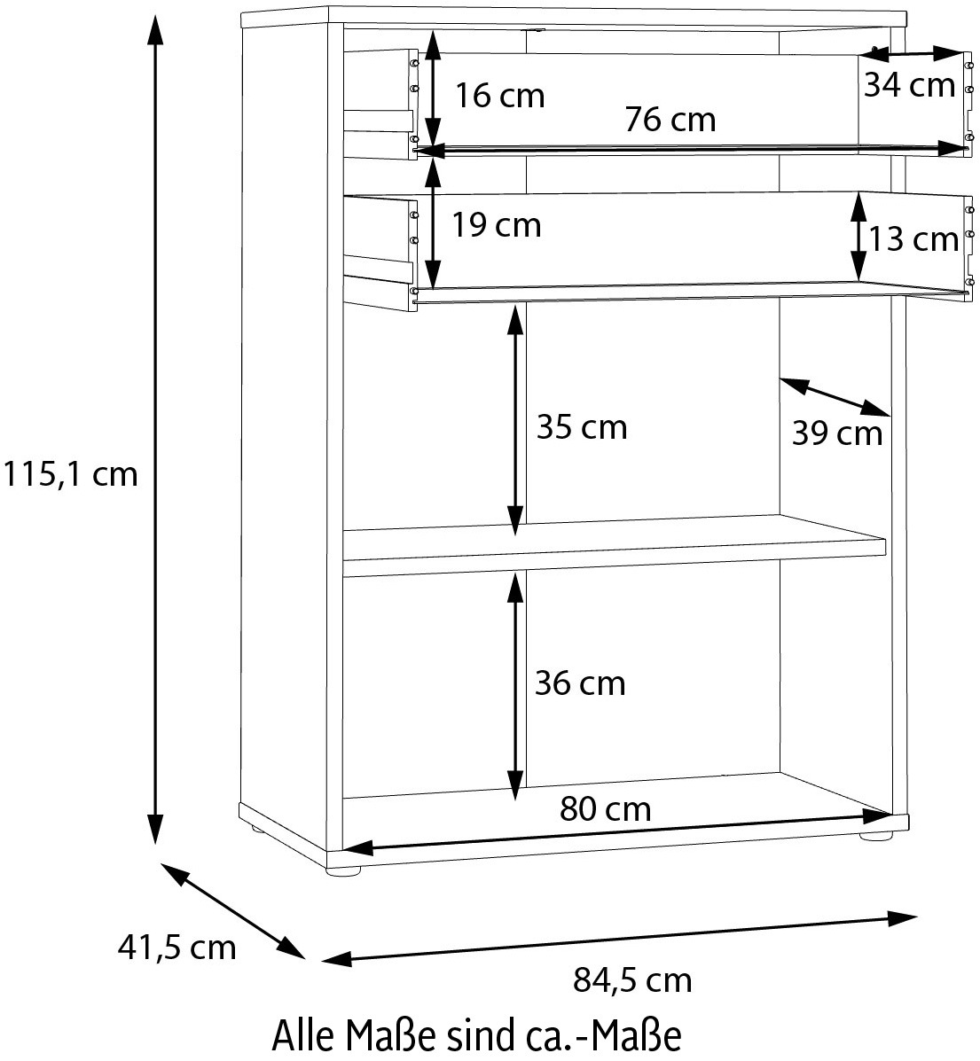 FORTE Kommode »Keflav«, Breite 84,5 cm