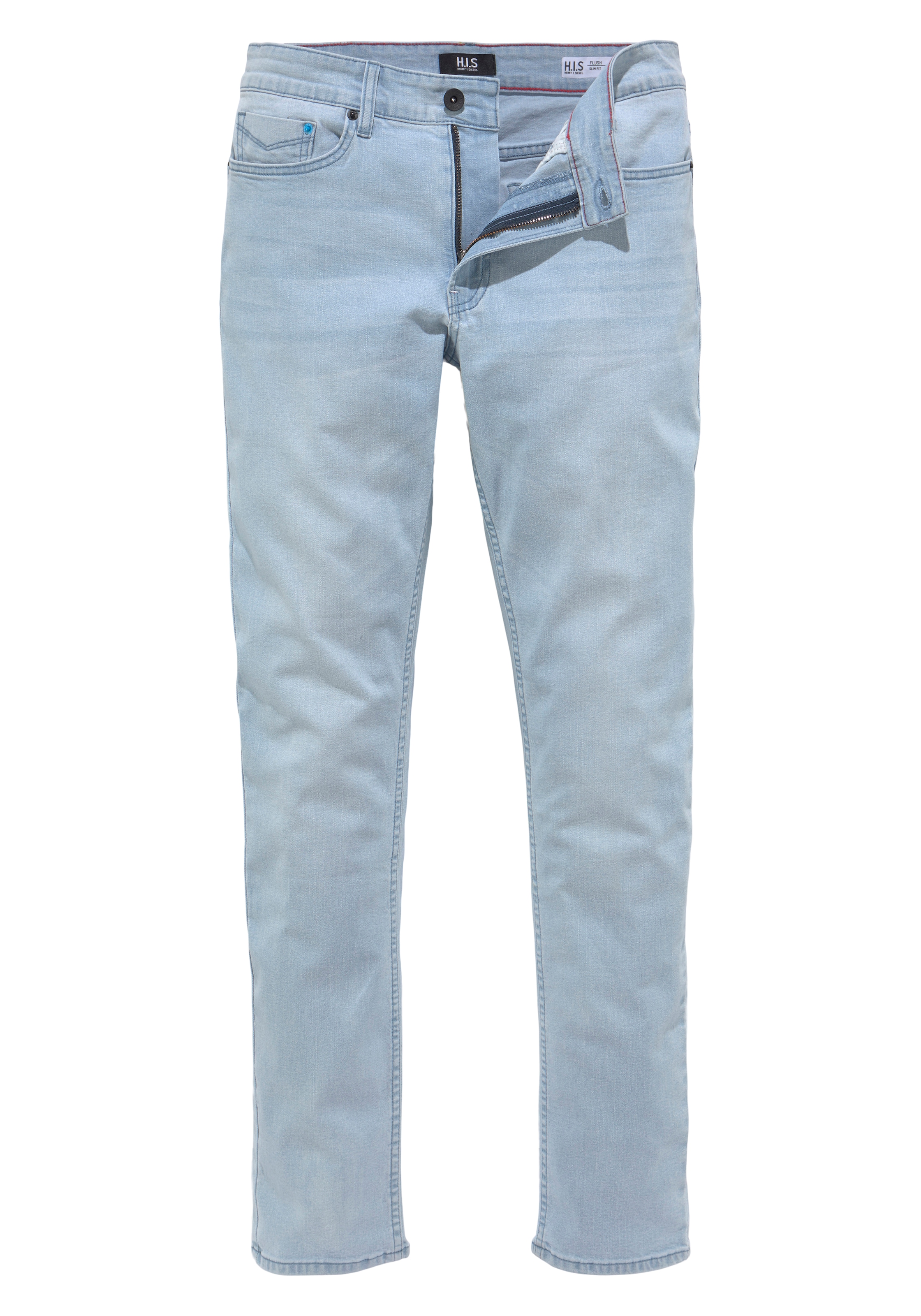 H.I.S Slim-fit-Jeans »FLUSH«, schmale Beinform, mit Used-Effekten, niedrige Leibhöhe