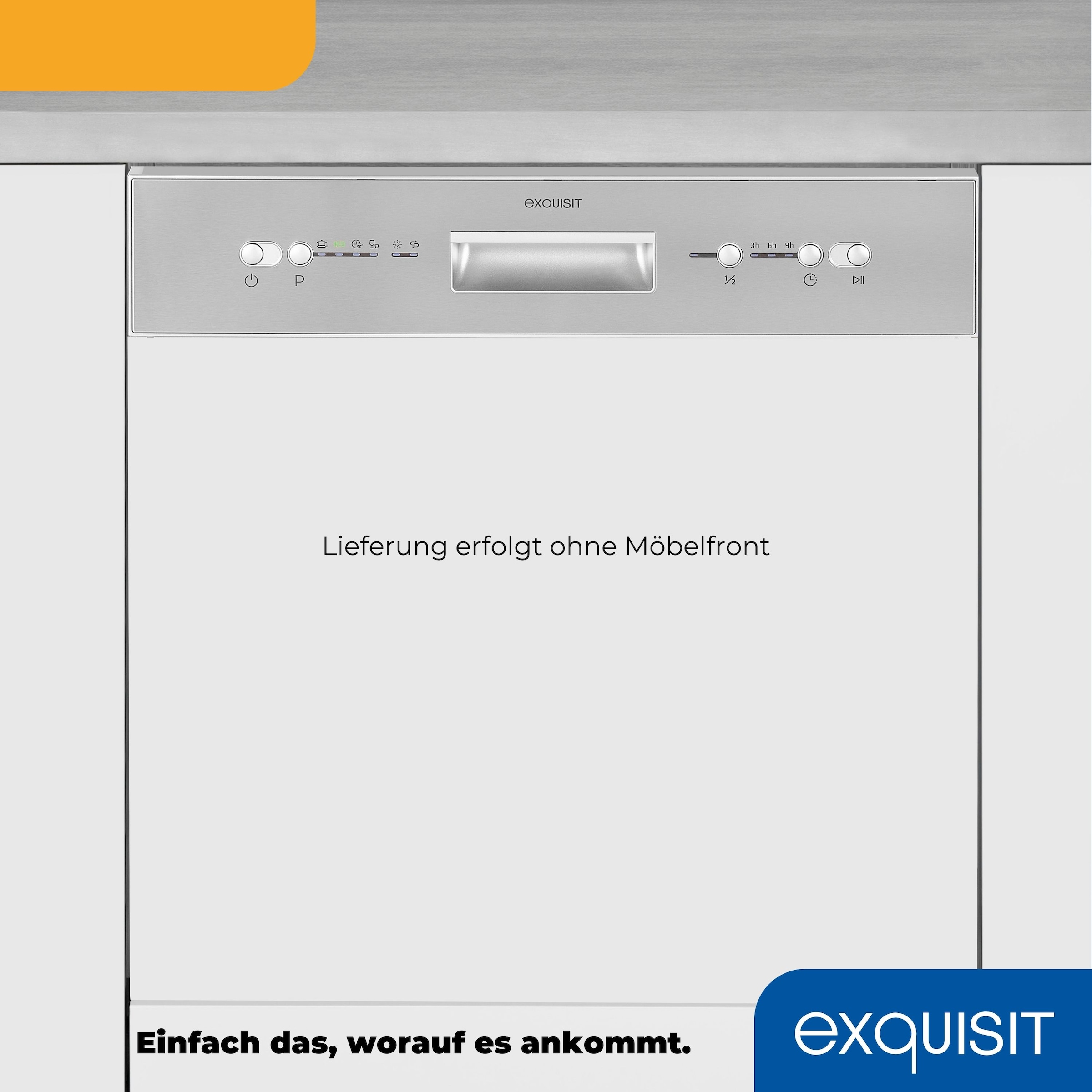 exquisit teilintegrierbarer Geschirrspüler »EGSP6012-EB-030E inox«, 12 Maßgedecke