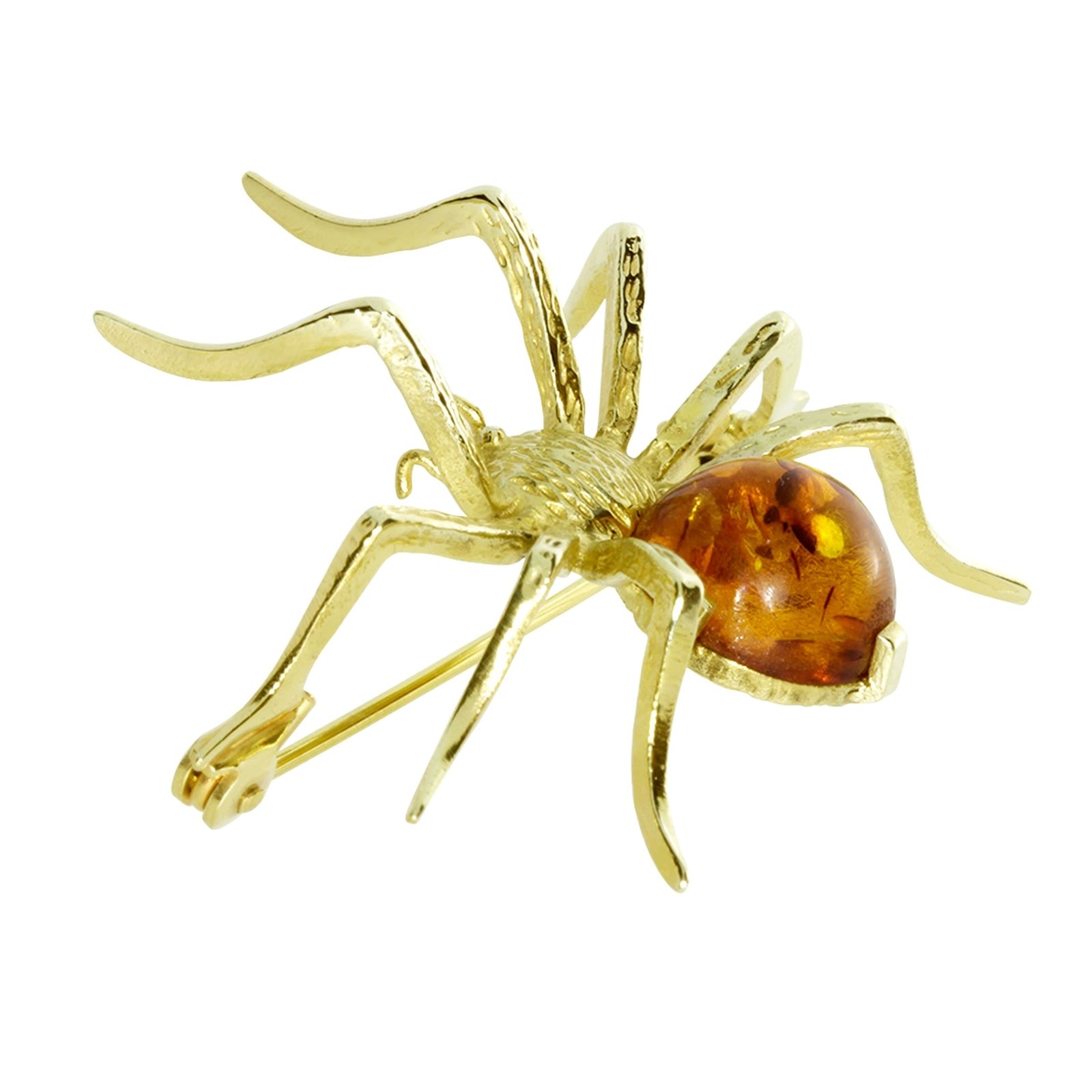 OSTSEE-SCHMUCK Brosche »- Spinne 40 x 36 mm - Silber 925/000, vergoldet - Bernstein«