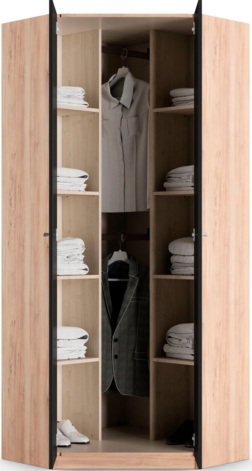 priess Eckkleiderschrank »Barcelona Kleiderschrank Ecklösung Raumwunder« in 2 Tiefen Schrank Eckschrank Garderobe