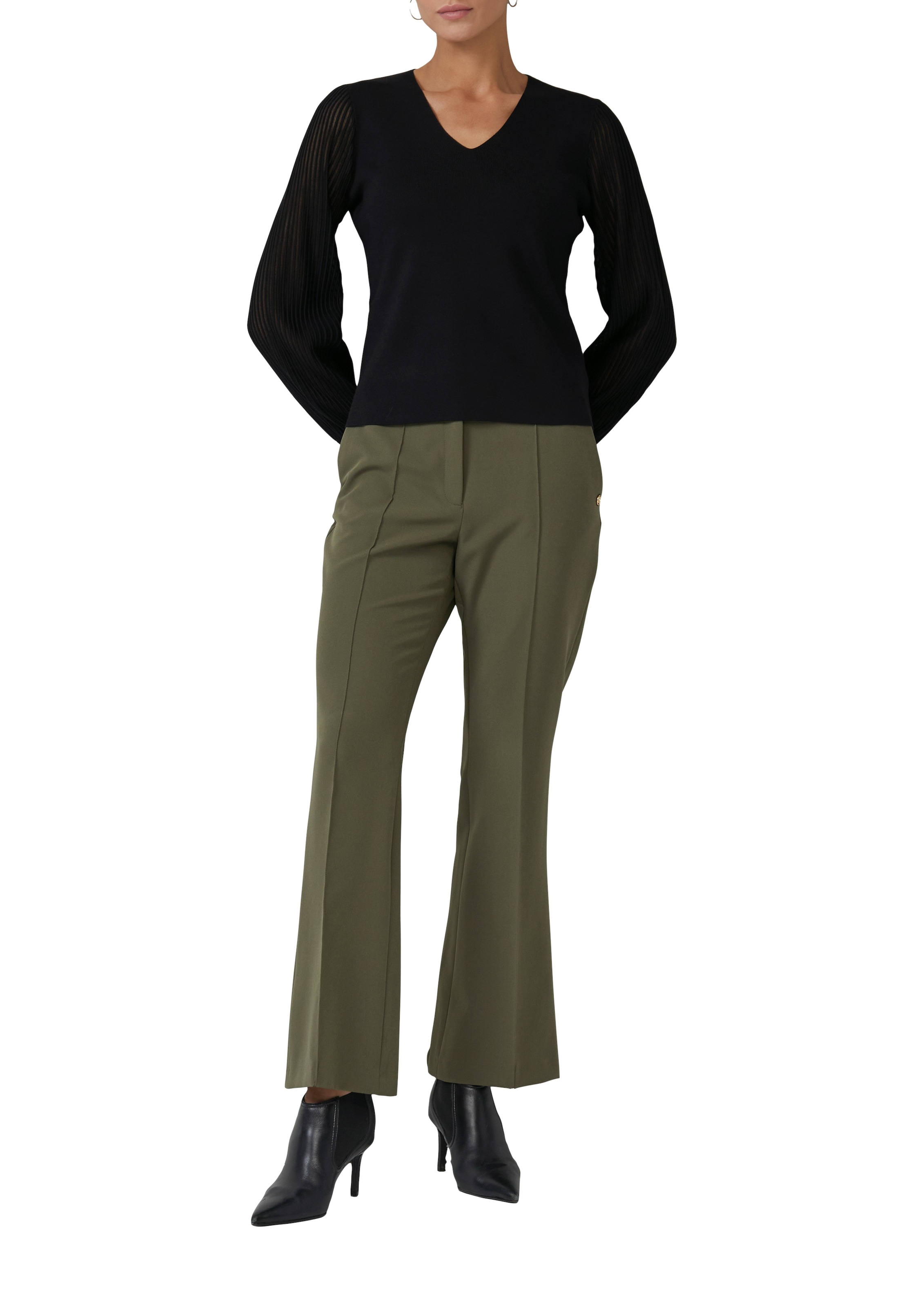 s.Oliver BLACK LABEL Strickpullover mit semitransparenten Ärmeln