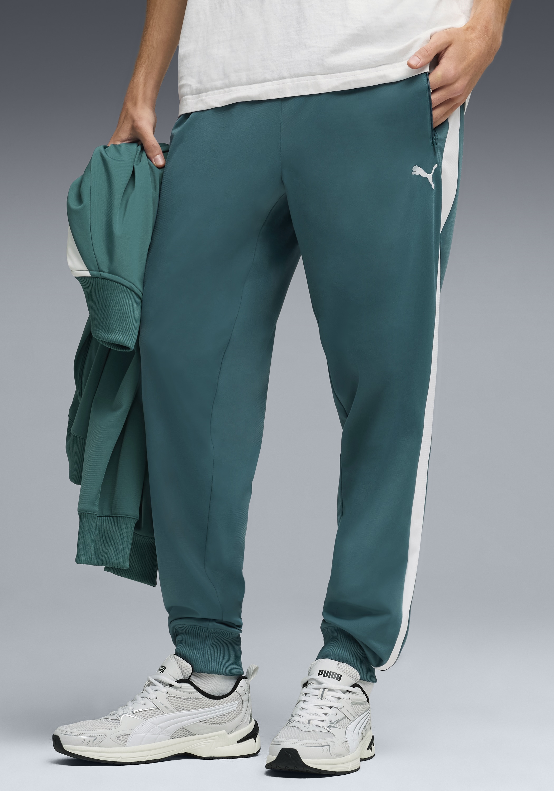 PUMA Trainingshose »T7 FOUNDATION CL POLY KNITTED PANTS«  sportlicher Stil, für vielseitige Sportmode, Regular Fit