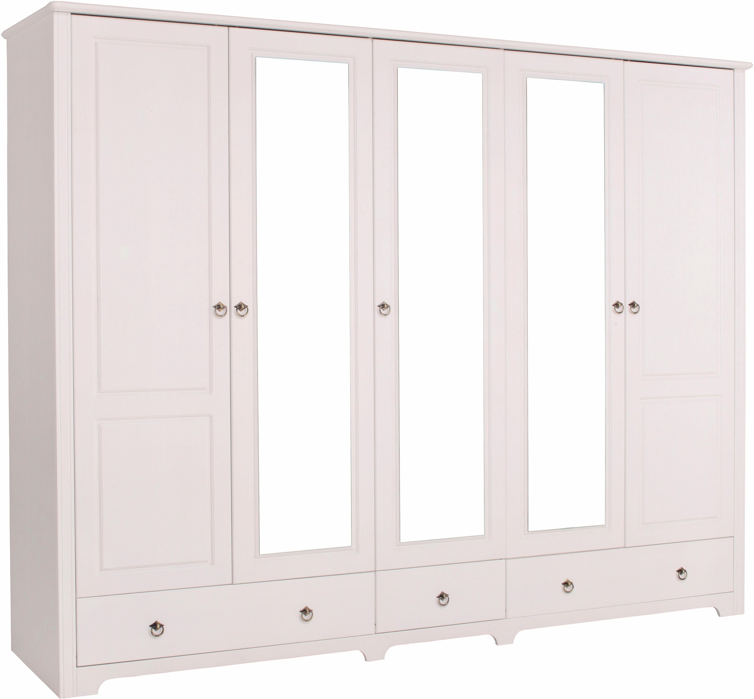 Home affaire Kleiderschrank »Hugo«, (3 Breiten: 106/200/245 cm H/T ca. 190/58 cm), aus massiver Kiefer im Landhausstil, mit Spiegel