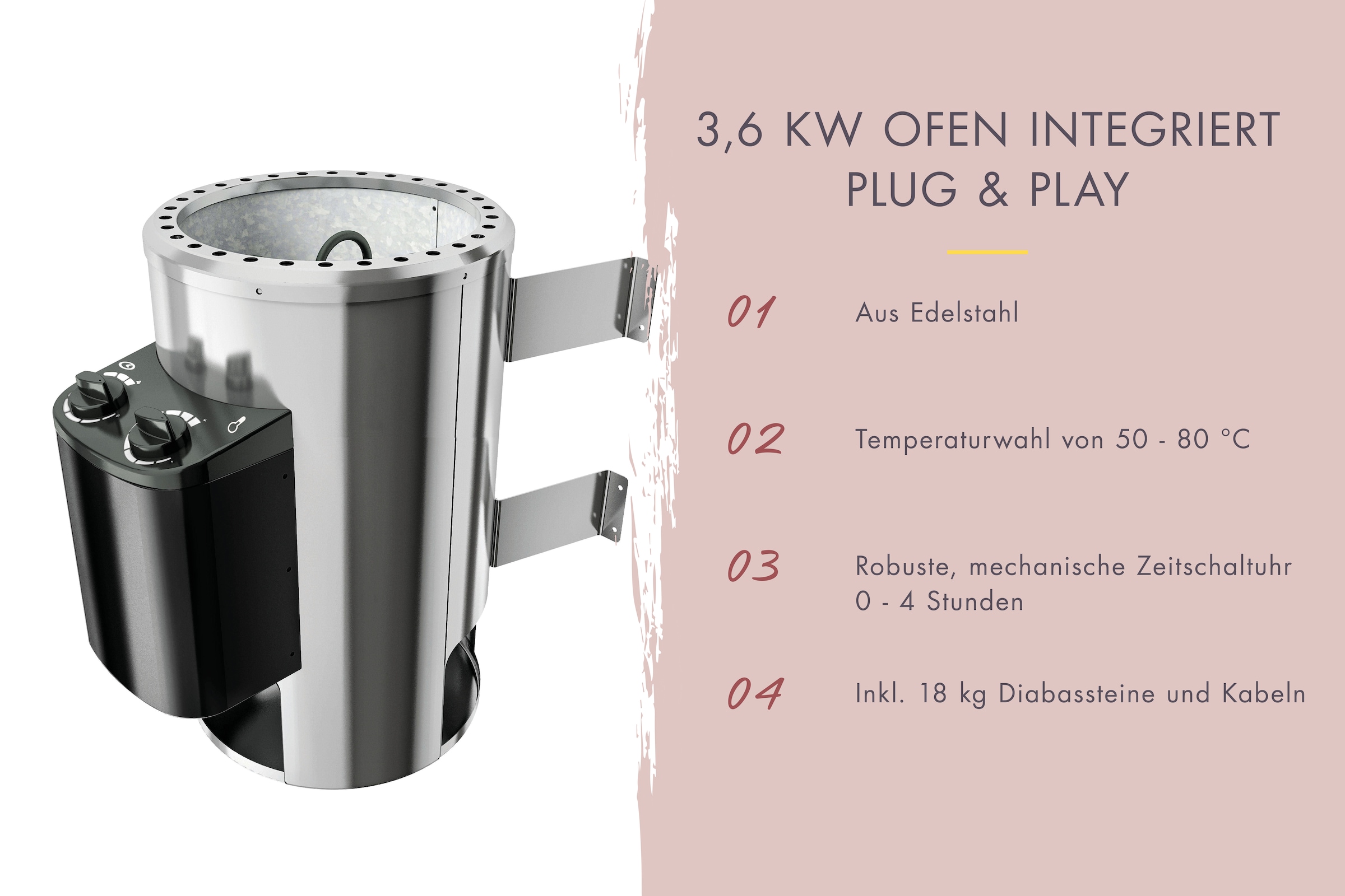 KONIFERA Saunahaus »Trontheim XXL« Plug&Play Saunaofen mit Steuerung 3,6 kW inkl. 18 Kilo Steinen