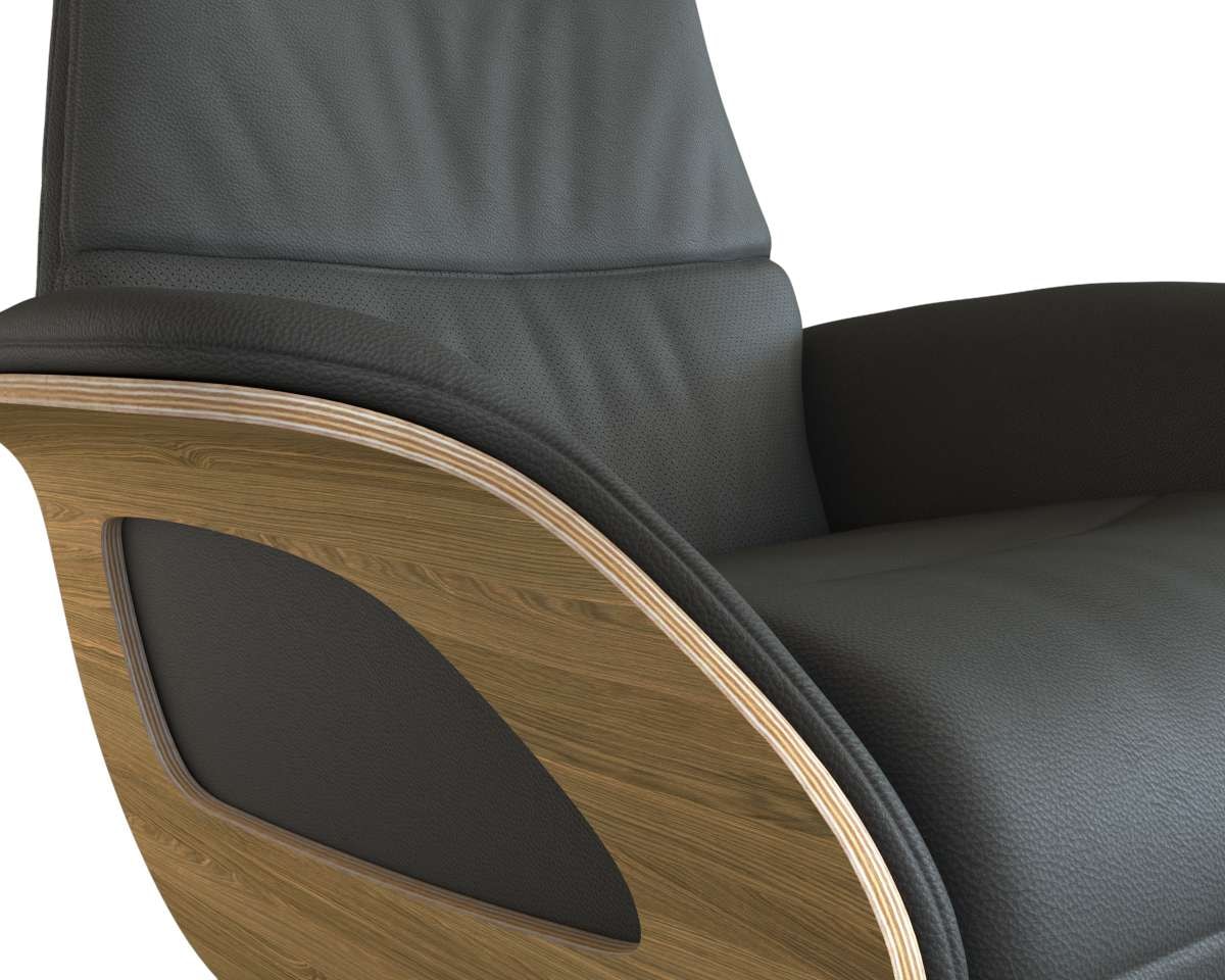 FLEXLUX Relaxsessel »Clement elektrischer Funktionsessel«, Größe M, Rücken & Fußteil elektrisch, Akku, Arml. Eiche, Fuß schwarz
