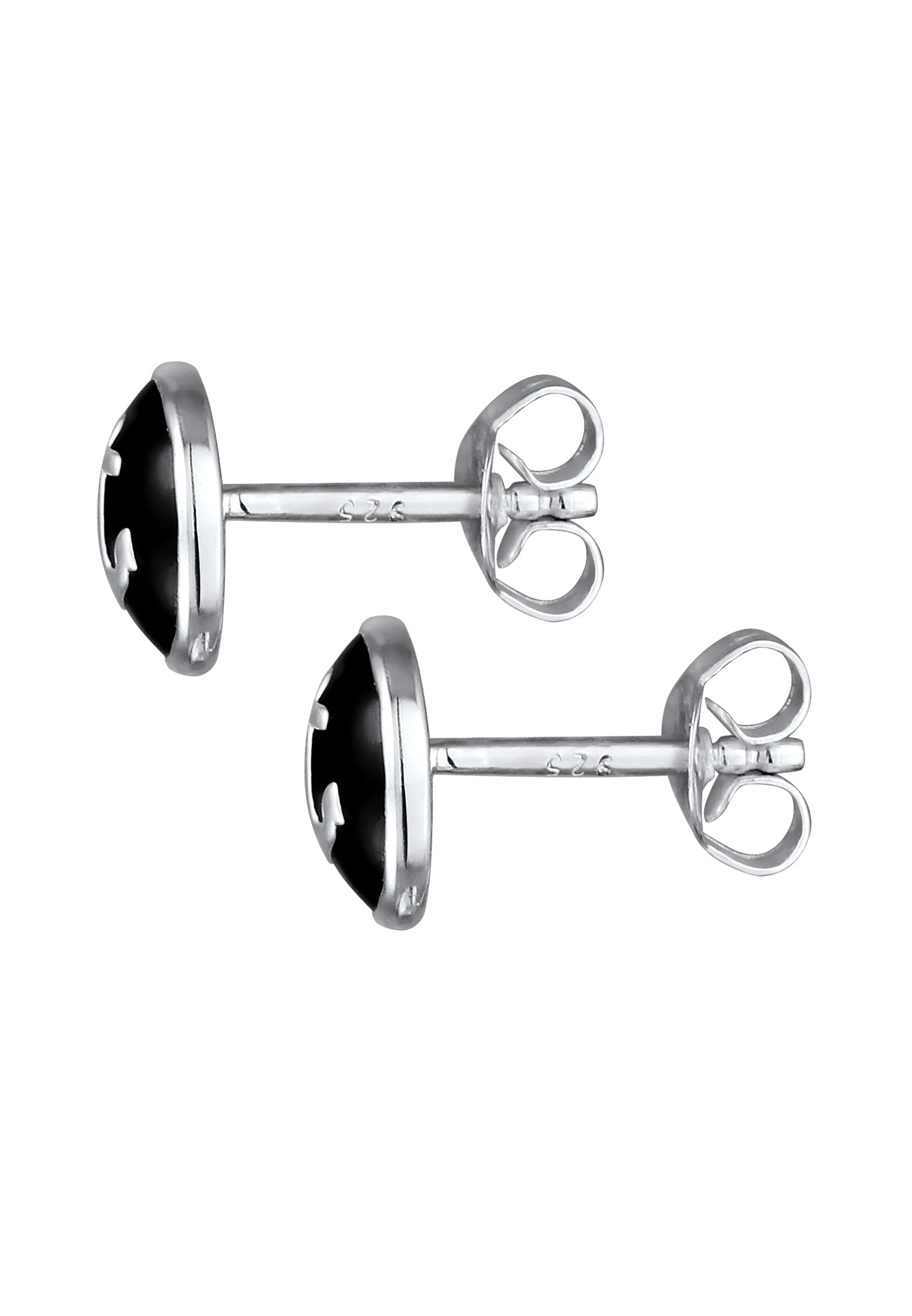 Kuzzoi Paar Ohrstecker »Ohrringe Rund Anker Emaille Schwarz 925 Sterling Silber«