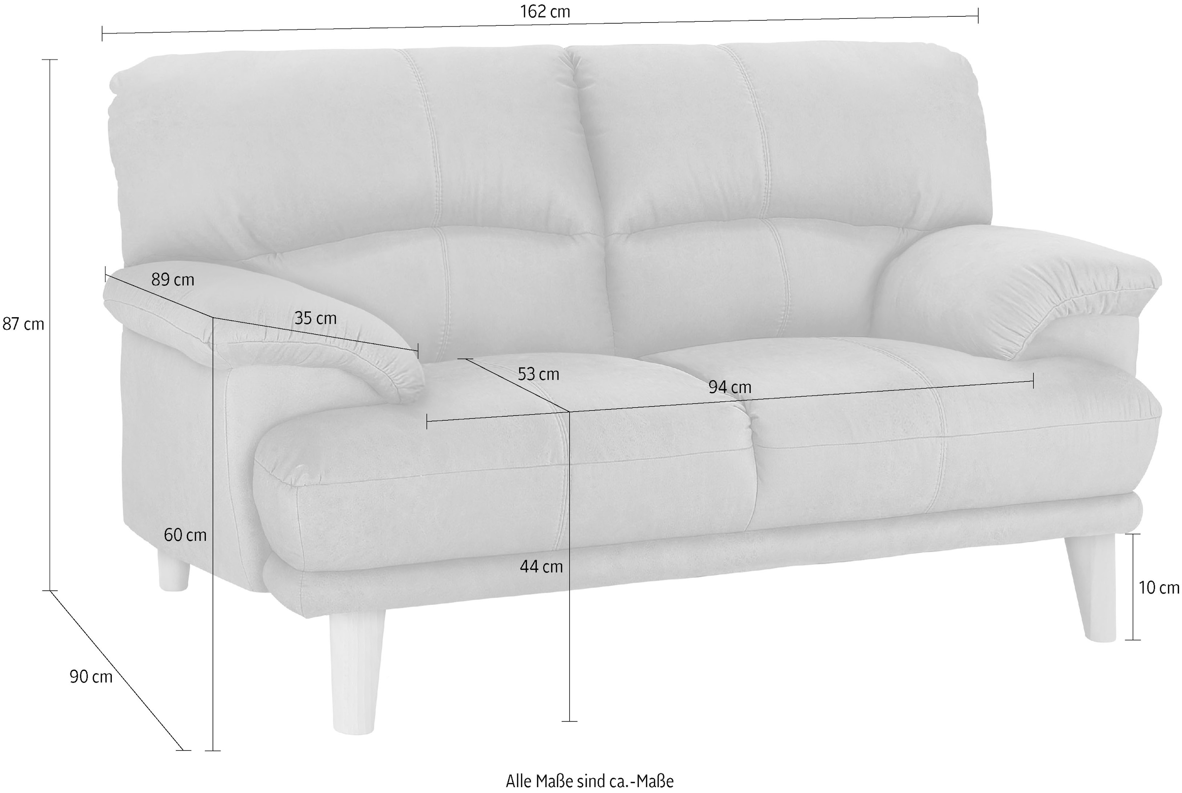 TRENDMANUFAKTUR 2-Sitzer »Cecilia, italienische Designsprache, tolle Details« hoher Sitzkomfort und extrabequeme Armlehnen