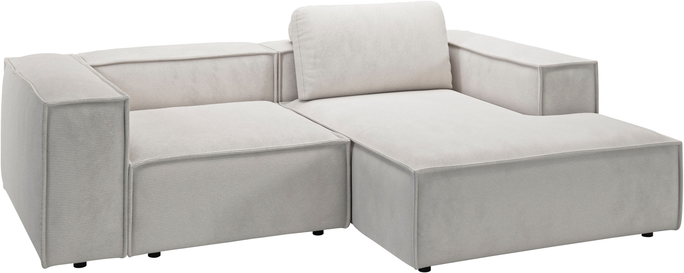 Places of Style Ecksofa »Watertown, kompakte L-Form, 246 cm breite für kleinere Räume«, modernes Ecksofa mit Feincordbezug, platzsparend & bequem