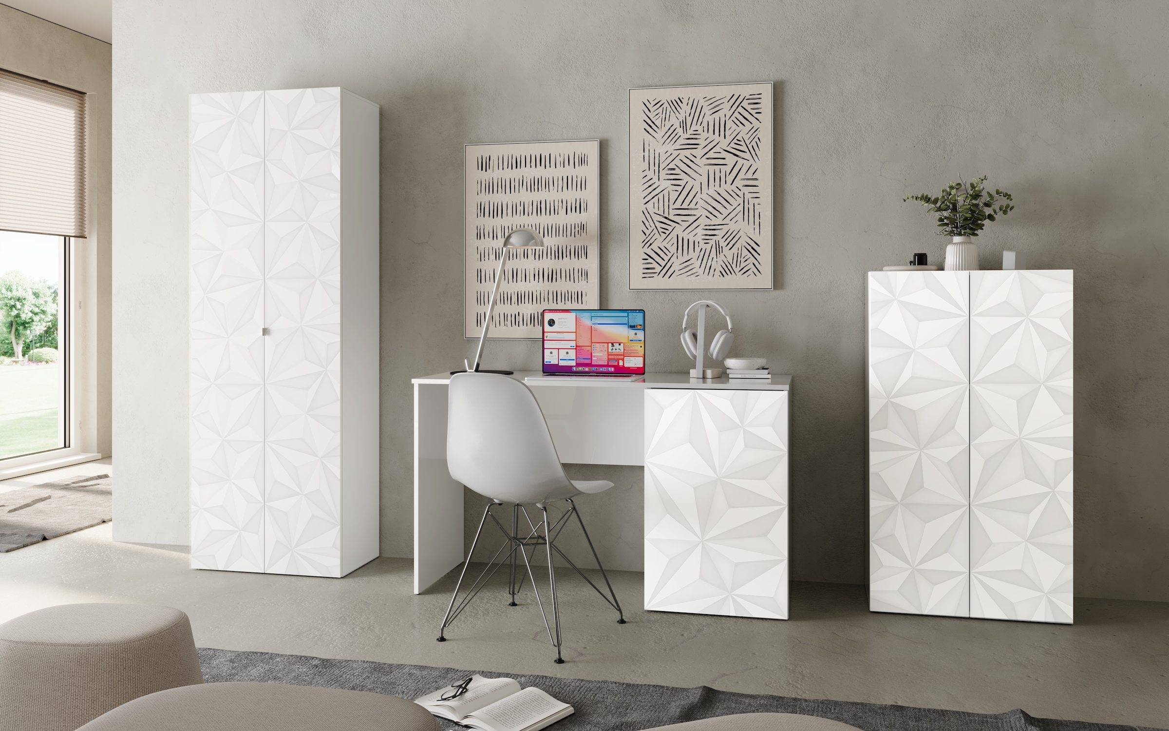 INOSIGN Aktenschrank »Prisma, Breite 63 cm, Höhe 184 cm, 2 Türen (3 Einlegeböden)«, Büroschrank, Mehrzweckschrank, Front mit Siebdruck