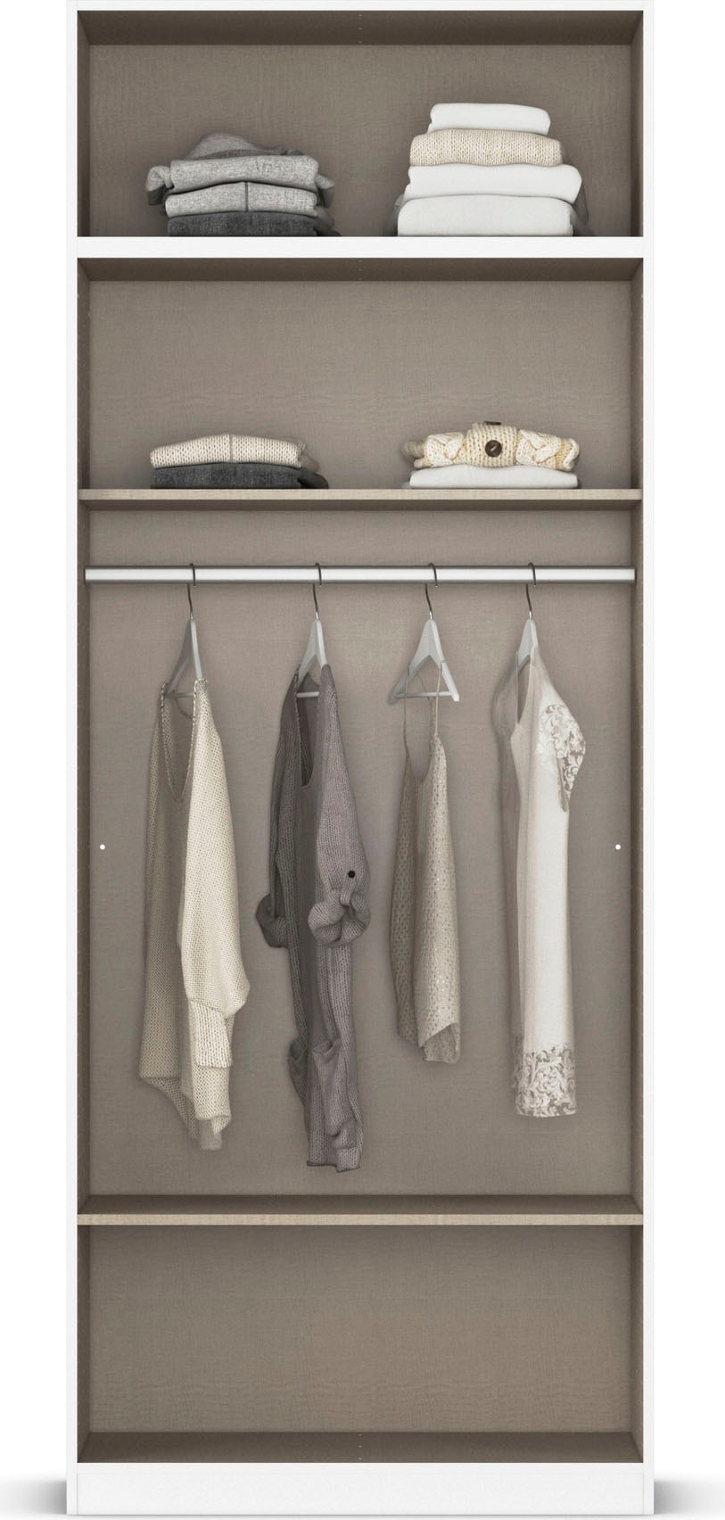 rauch Drehtürenschrank »Prandon A«, (Set, 2 St.), mit 2 Schubladen sowie Aufsatzelement, Metallgriffe in Weiß