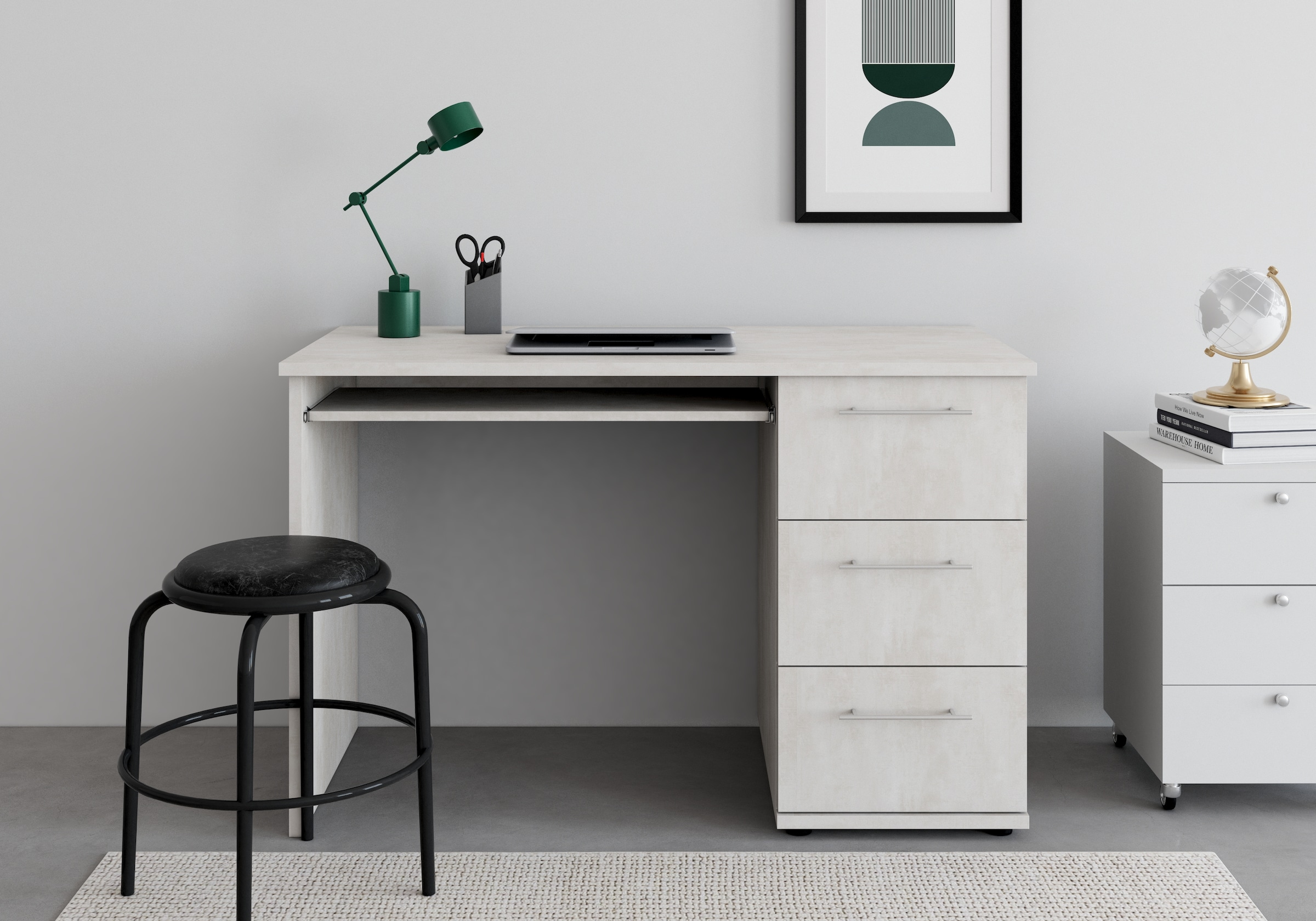 VOGL Möbelfabrik Schreibtisch »Tobi, optional mit Tastaturauszug,«, mit 3 Schubkästen, Breite 115 cm, Made in Germany