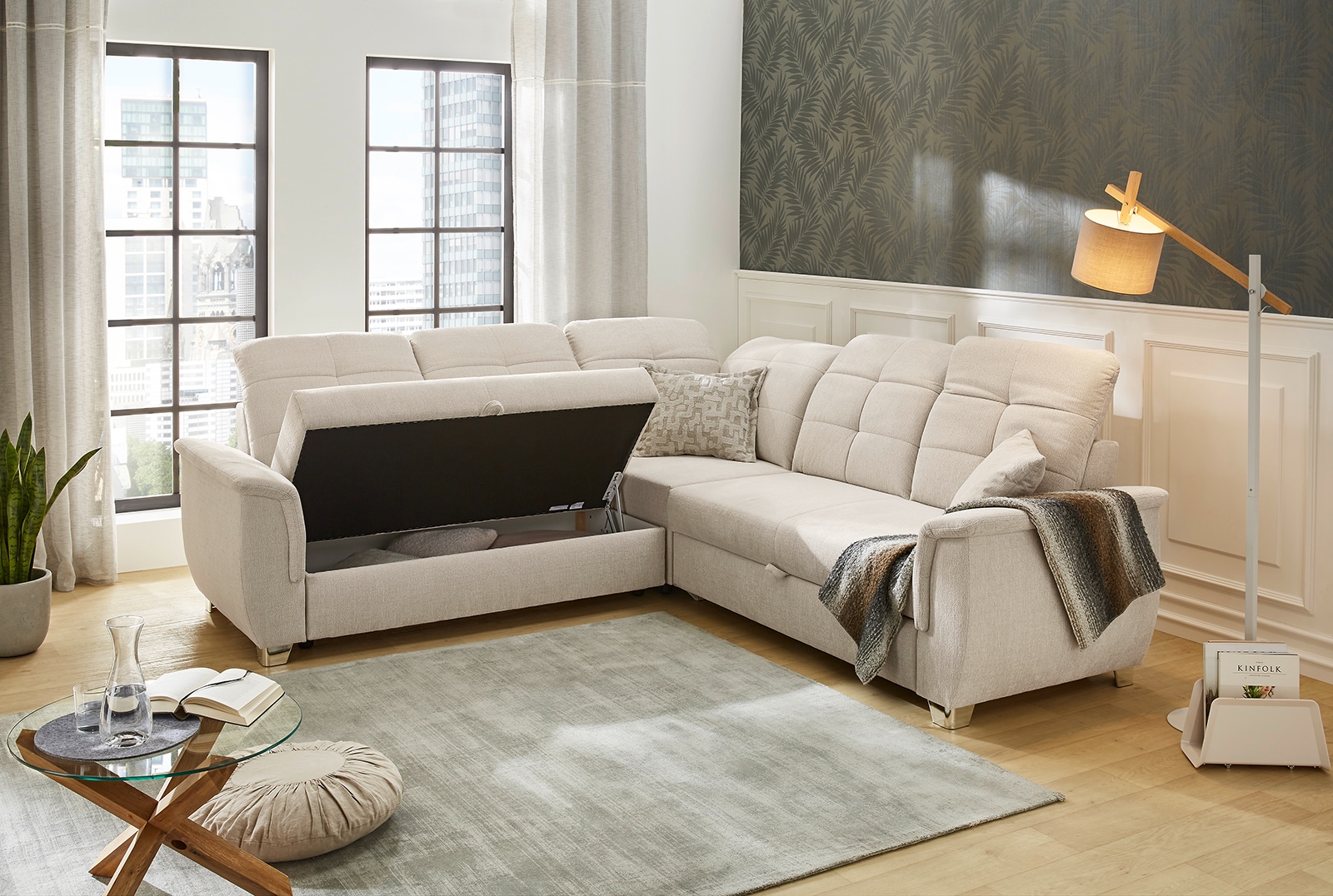 Jockenhöfer Gruppe Ecksofa Udine, verstellbare Kopfteile, Gästebett- und Relaxfunktion