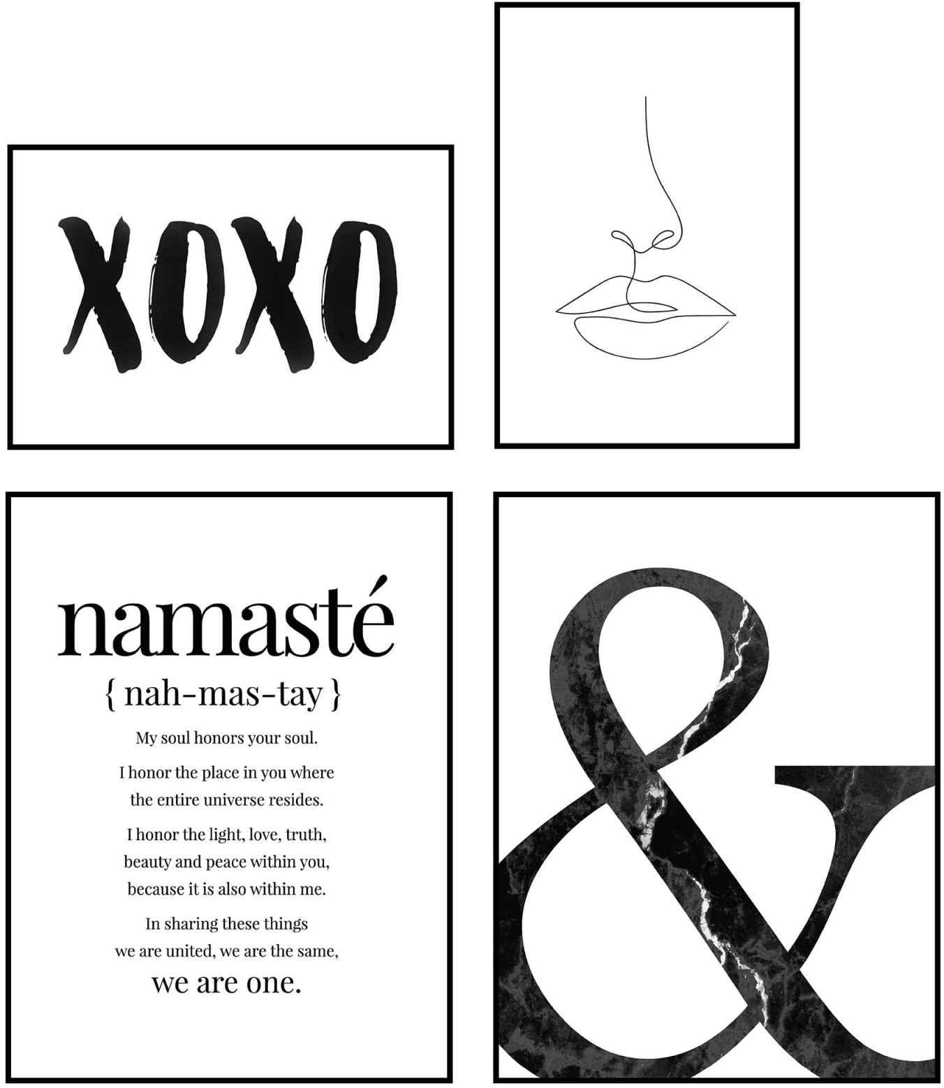Reinders! Wandbild »Wandbilder Kuss - bestellen Quote Yoga - (4 - St.) Moderner Illustration«, bequem Zusammen Set Schriftzug