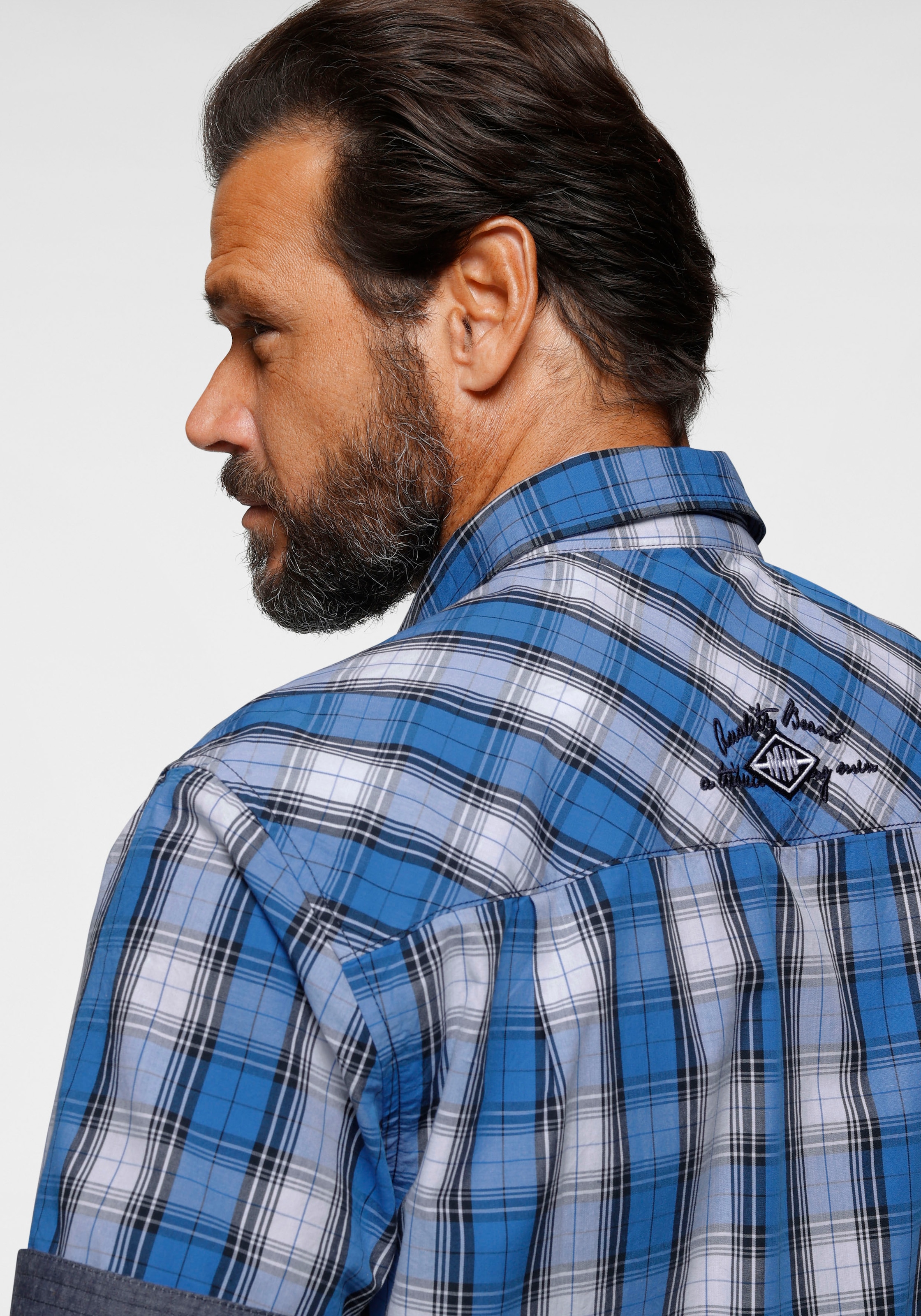 Man's World Kurzarmhemd, mit Print und Stickerei