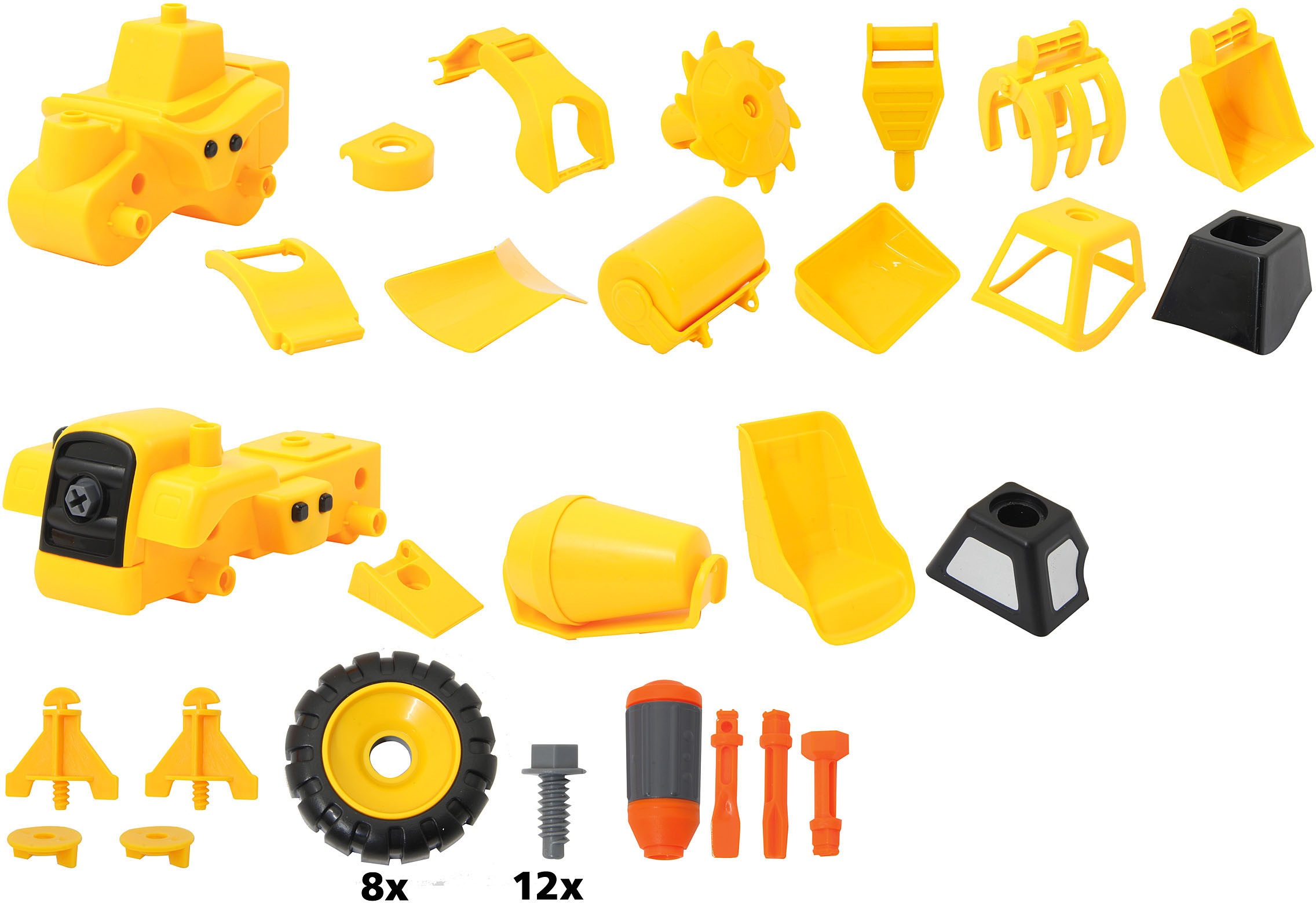 Jamara Spielzeug-Traktor »Baufahrzeuge 9 in 1«, (Set, 46 tlg.)