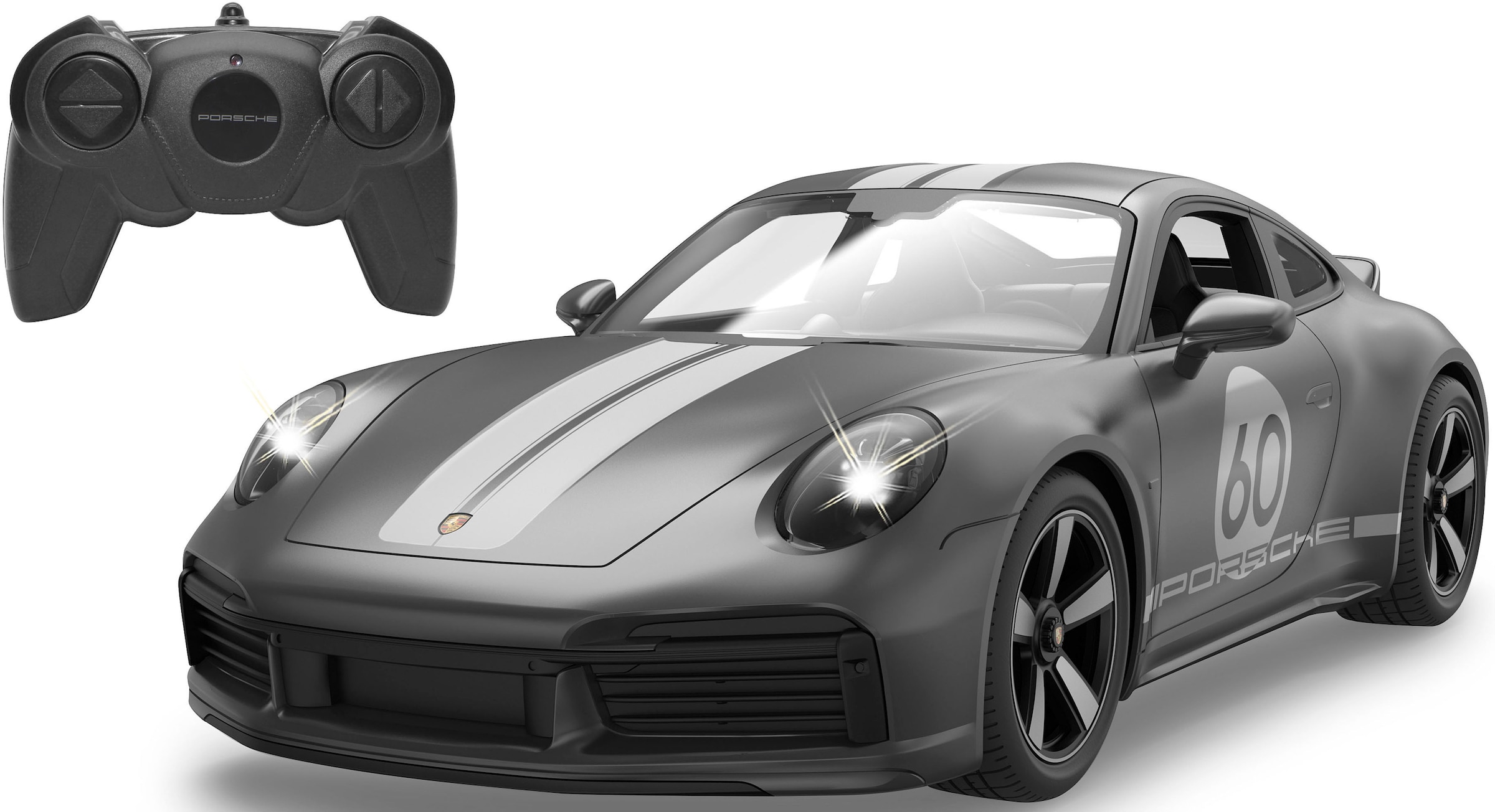 bei 1:16, grau 2,4 Porsche RC-Auto Classic »Deluxe Cars, GHz«, mit LED-Lichtern 911 - Sport Jamara