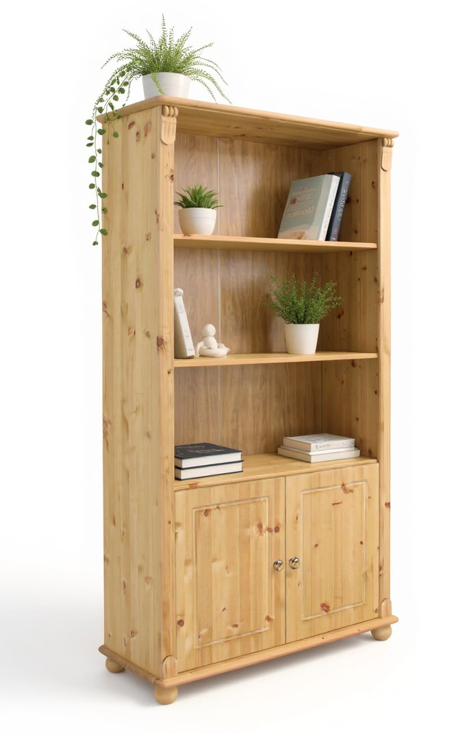 OTTO home Regal »Tessin, Standregal, Bücherregal,« aus massiver Kiefer, Breite 90 cm, Höhe 181 cm, mit Türen