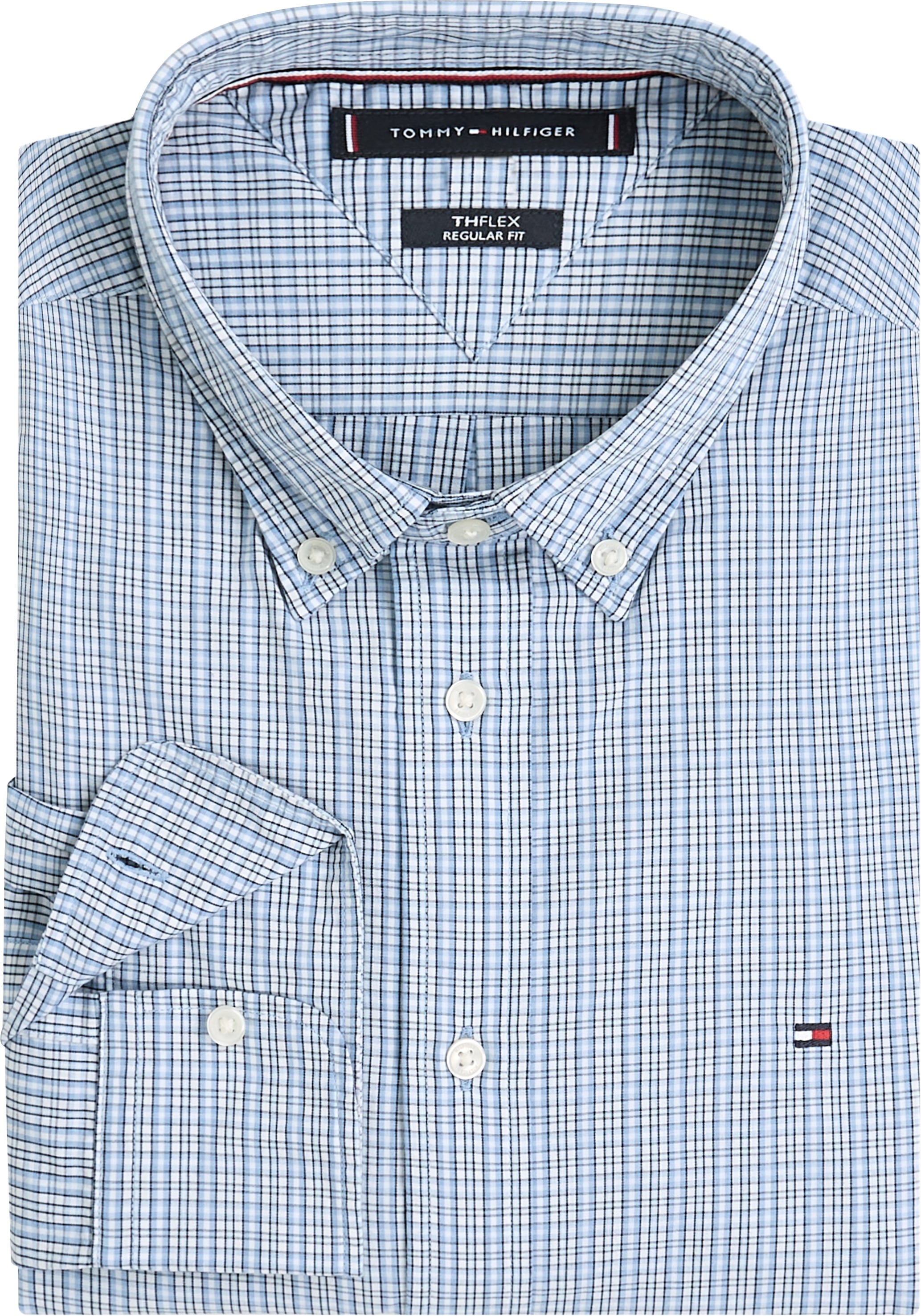 Tommy Hilfiger Langarmhemd »FLEX POPLIN SMALL TARTAN SHIRT«, regular fit, kleinkariert, Button-down-Kragen