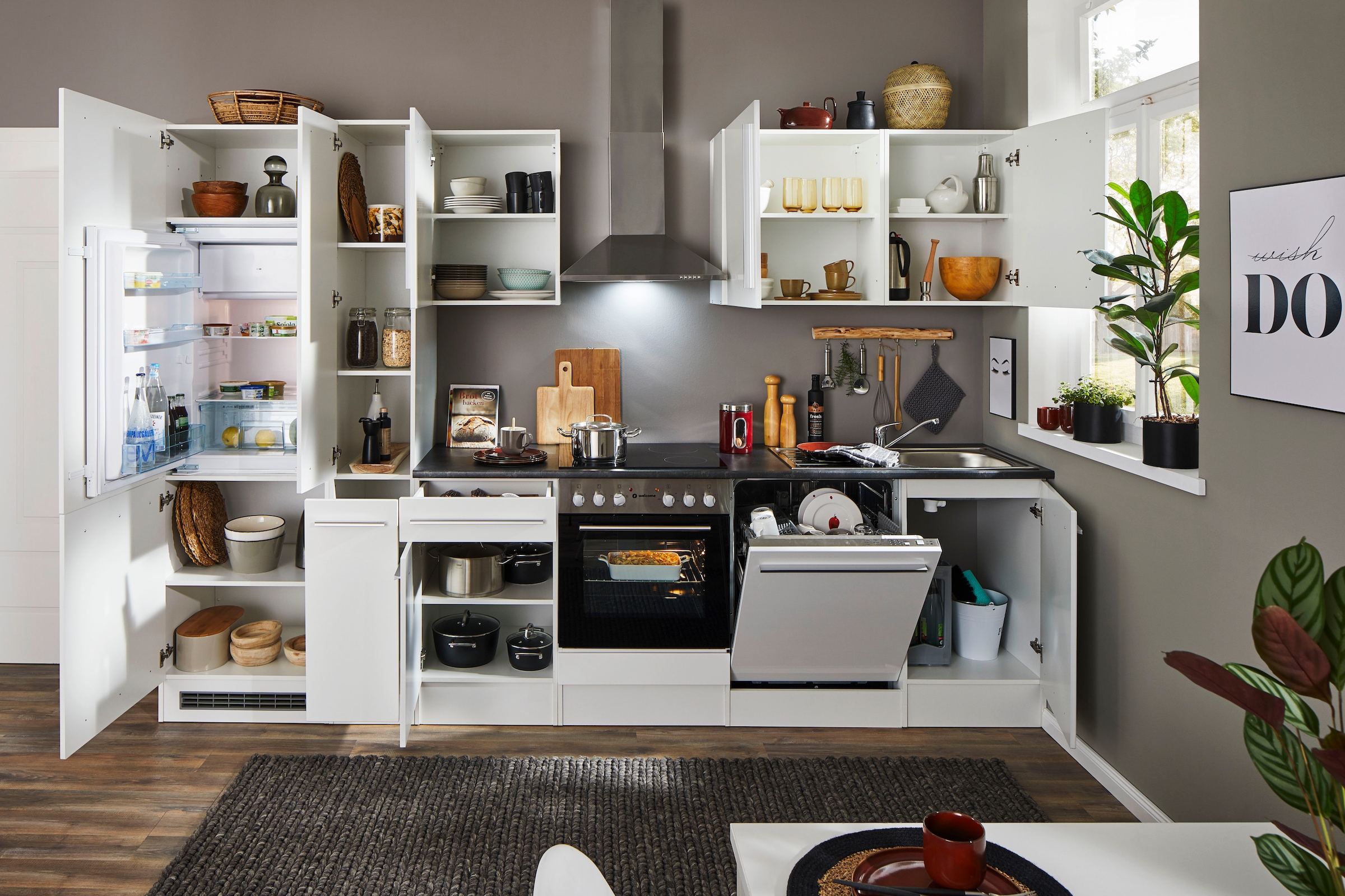 BASIC by Balculina Küchenzeile »Jazz«, Breite 310 cm, wahlweise mit E-Geräten