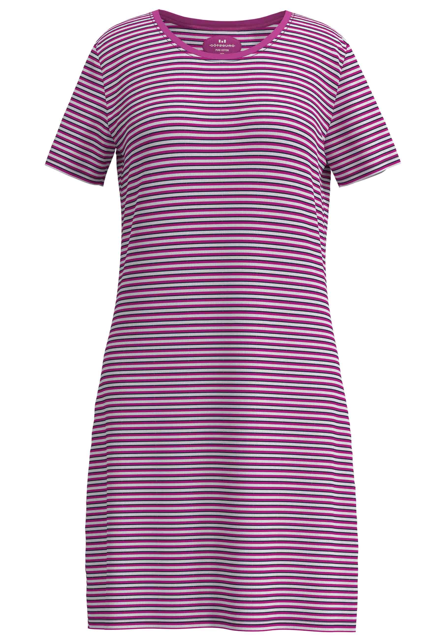 GÖTZBURG Nachthemd knielang, gestreift, Kurzarm, Rundhalsausschnitt, Baumwolle