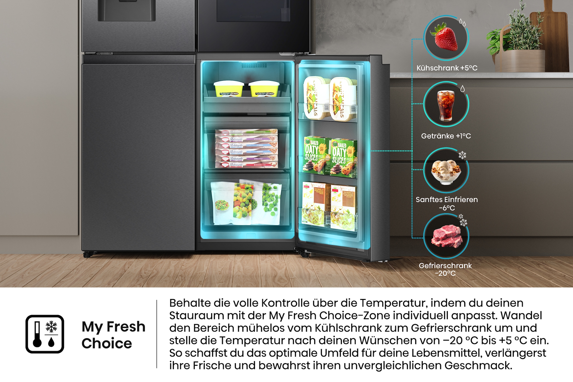 Hisense Multi Door »RQ600P7SKE« 179 cm hoch 91,4 cm breit PureViewDoor - immer sehen was im Kühlschrank ist