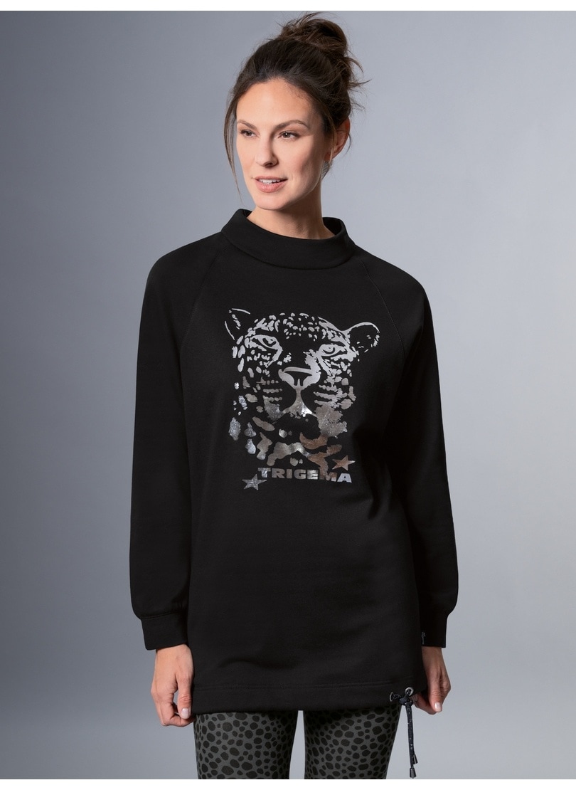Trigema Sweatshirt »TRIGEMA Longshirt mit schimmerndem Leo-Print«