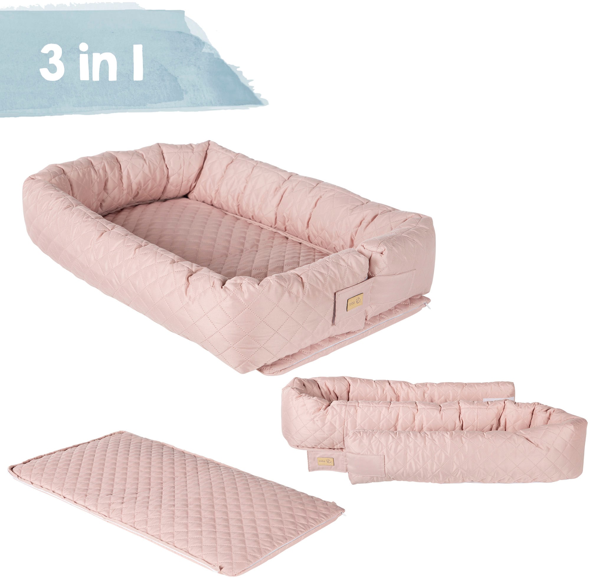 roba® Kuschelnest »Babylounge, Style, rose/mauve« 3in1
