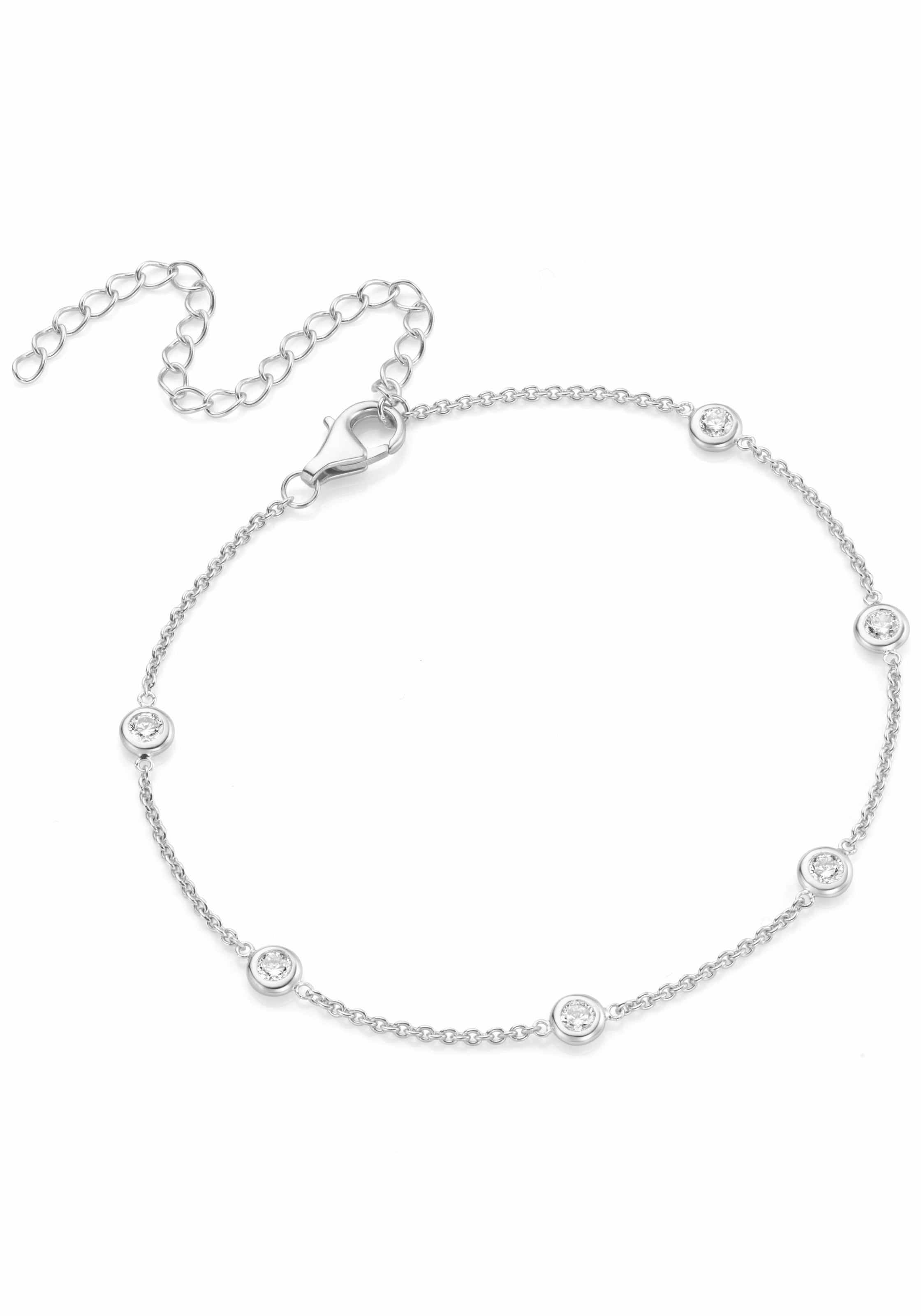 Fußkette »Schmuck Geschenk Silber 925 Körperschmuck Ankerkette«, mit Zirkonia (synth.)