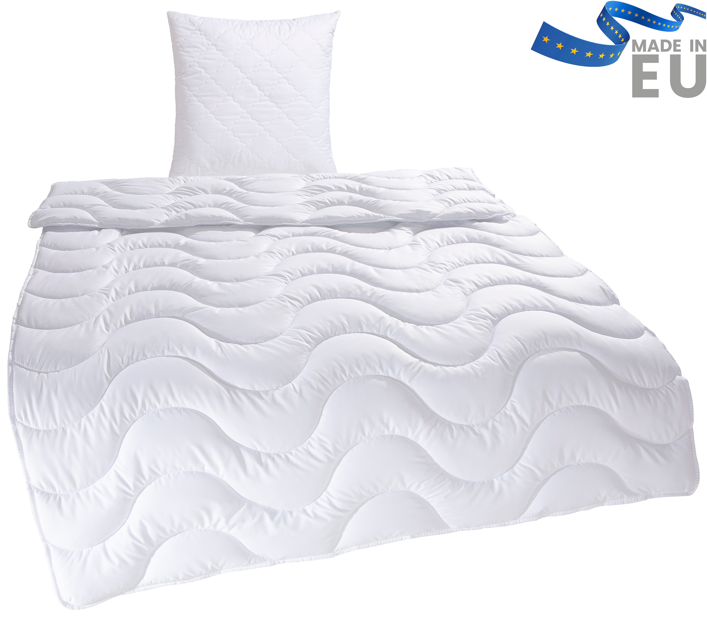 OTTO home Microfaserbettdecke + Microfaserkissen "Mailo, Bettdecke 135x200 cm, 155x220 cm" 2-tlg., Set mit Kissen 80x80 cm, Sommer, Winter
