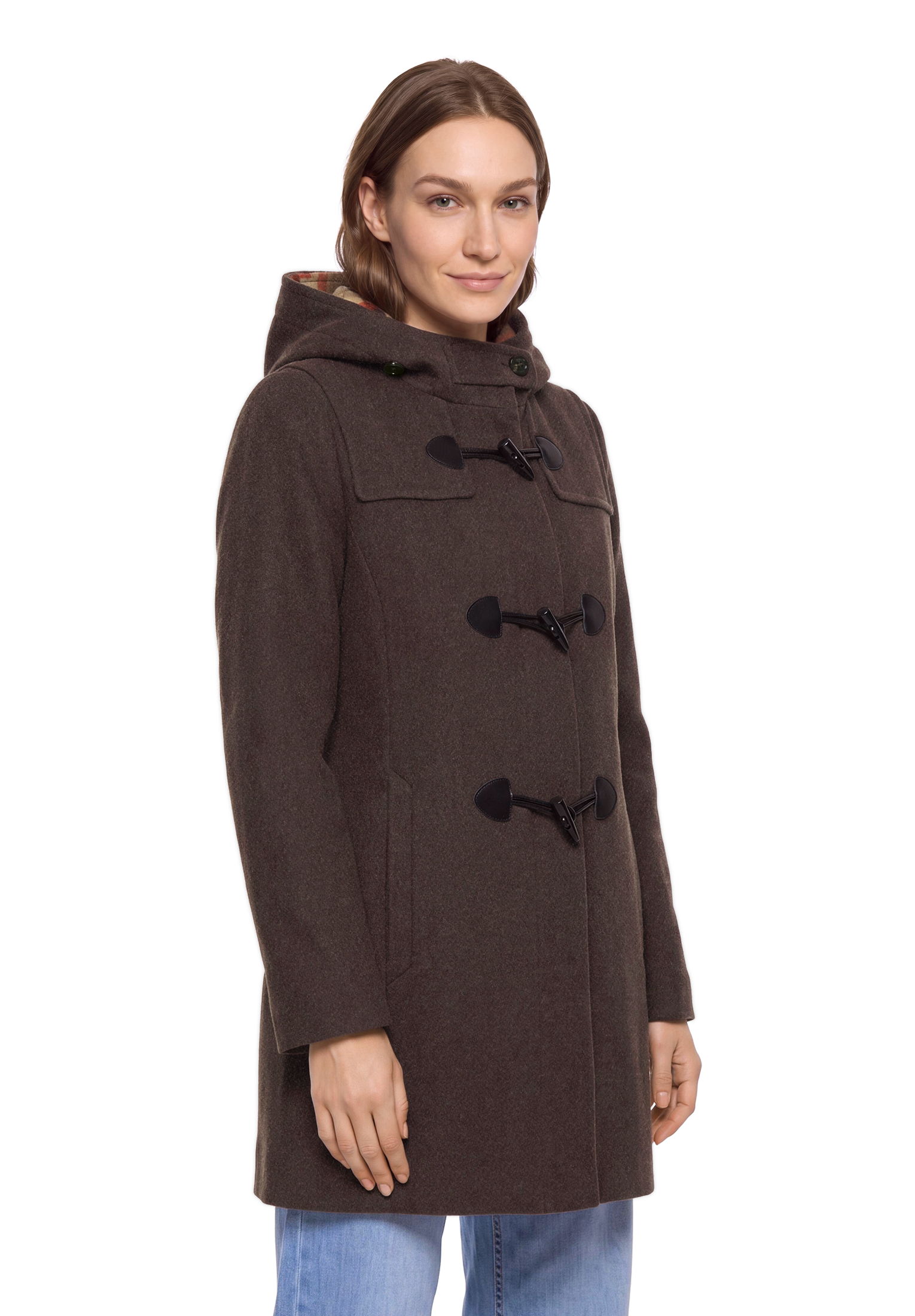 Gil Bret Dufflecoat Dufflecoat mit Kapuze und kariertem Inlay