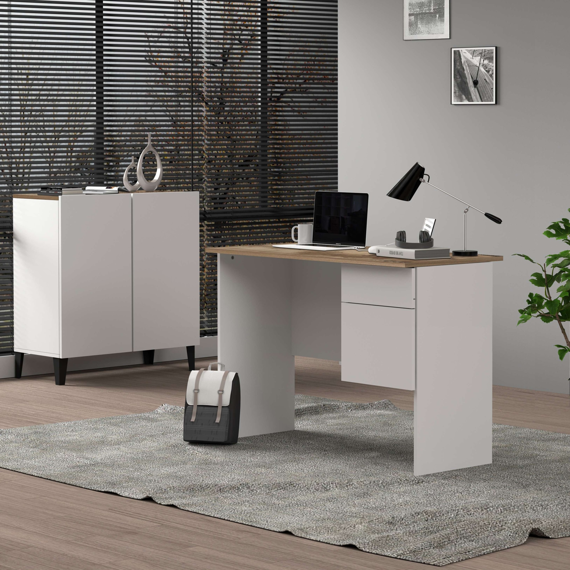 INOSIGN Schreibtisch »Sunrise, kleiner Computertisch, Bürotisch«, mit 1 Tür & 1 Schublade, Tischplatte Breite 110 cm, Made in Italy