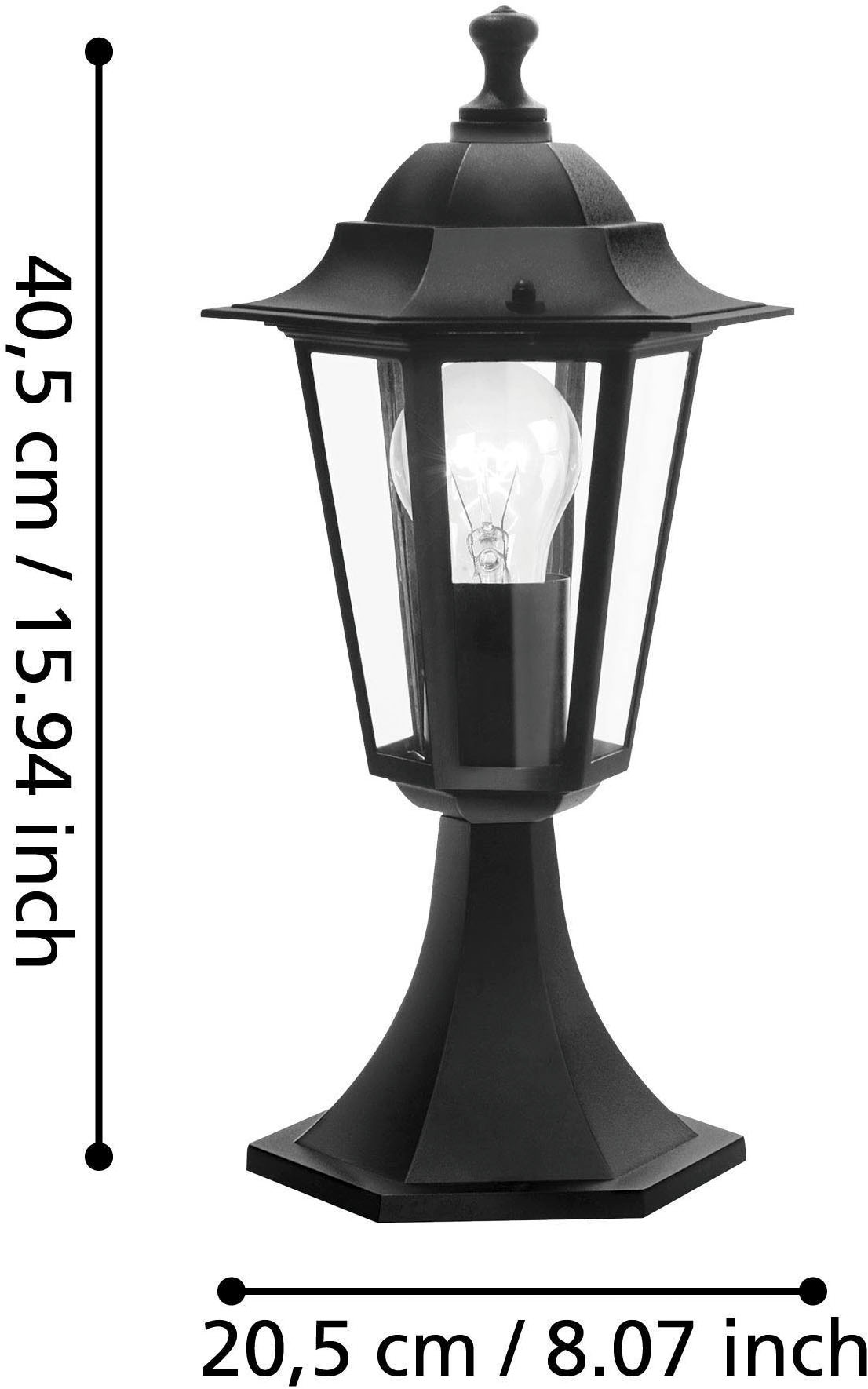 EGLO Sockelleuchte »LATERNA 4 Sockellampe, H38,5 x Ø19,5 cm, Beleuchtung für außen« E27 1 Stk. Außenleuchte Laterne, Vintage Gartenlampe, Außenlampe, E27, IP44