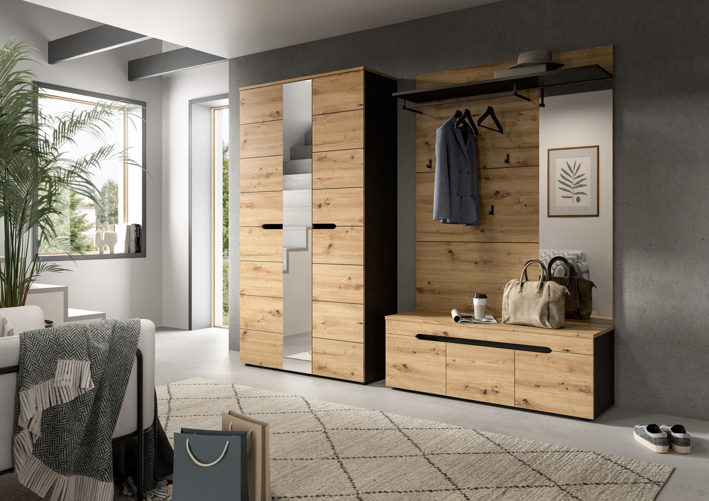 Home affaire Sitzbank »REHAT, TOPSELLER!, Breite 120cm, 3 Türen, 4 Fächer« Platz für ca. 10 Schuhpaare,  Garderobenbank, Flurbank, Dielenbank, Bank mit Stauraum, Bank