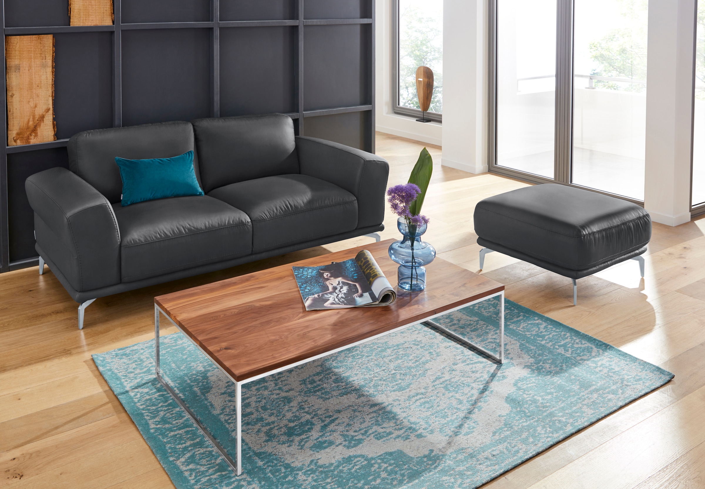 W.SCHILLIG Hocker »montanaa«, mit Metallfüßen in Silber matt, Breite 71 cm