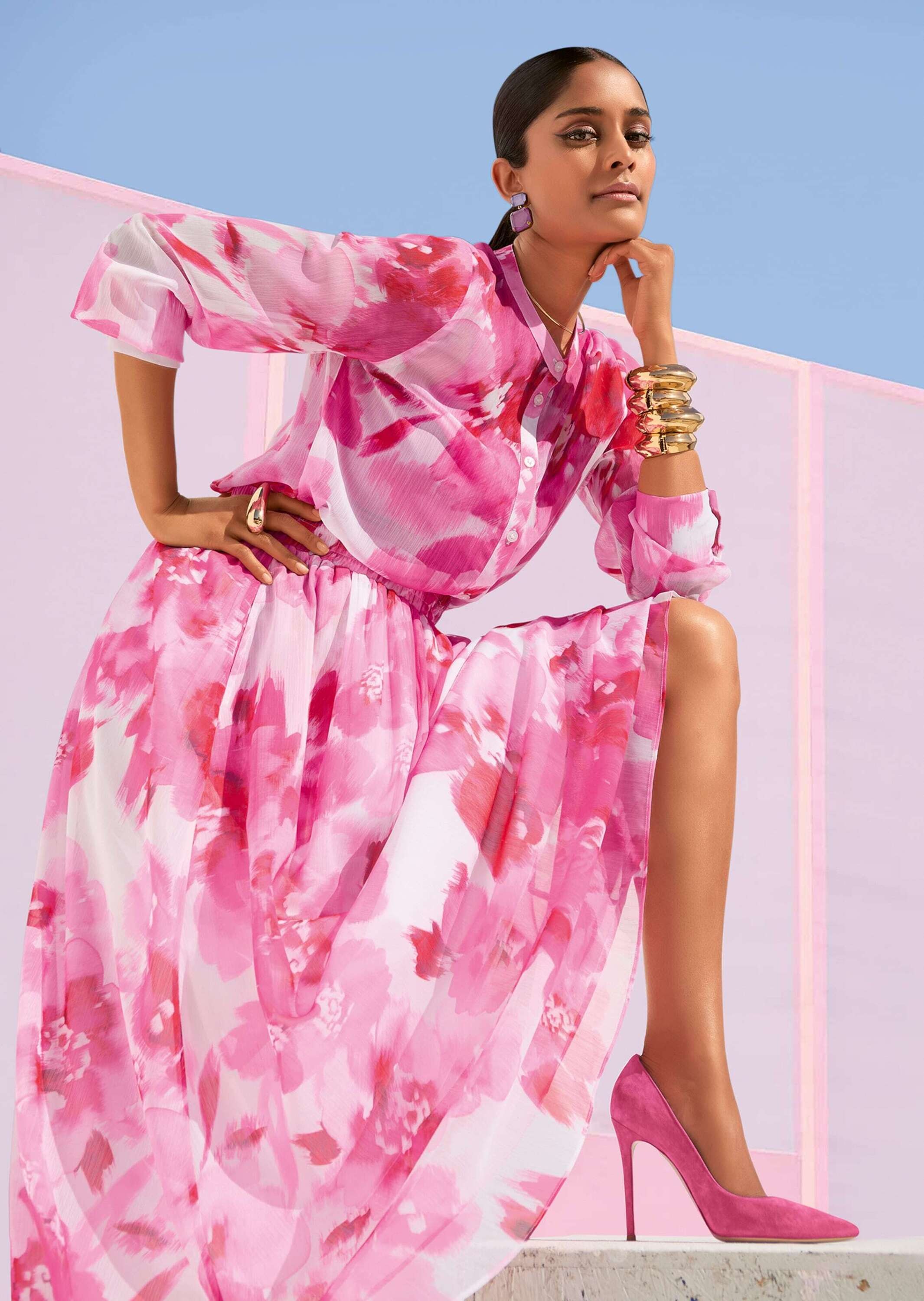 MADELEINE Midirock »Rock Langer Rock mit Unikat-Print«