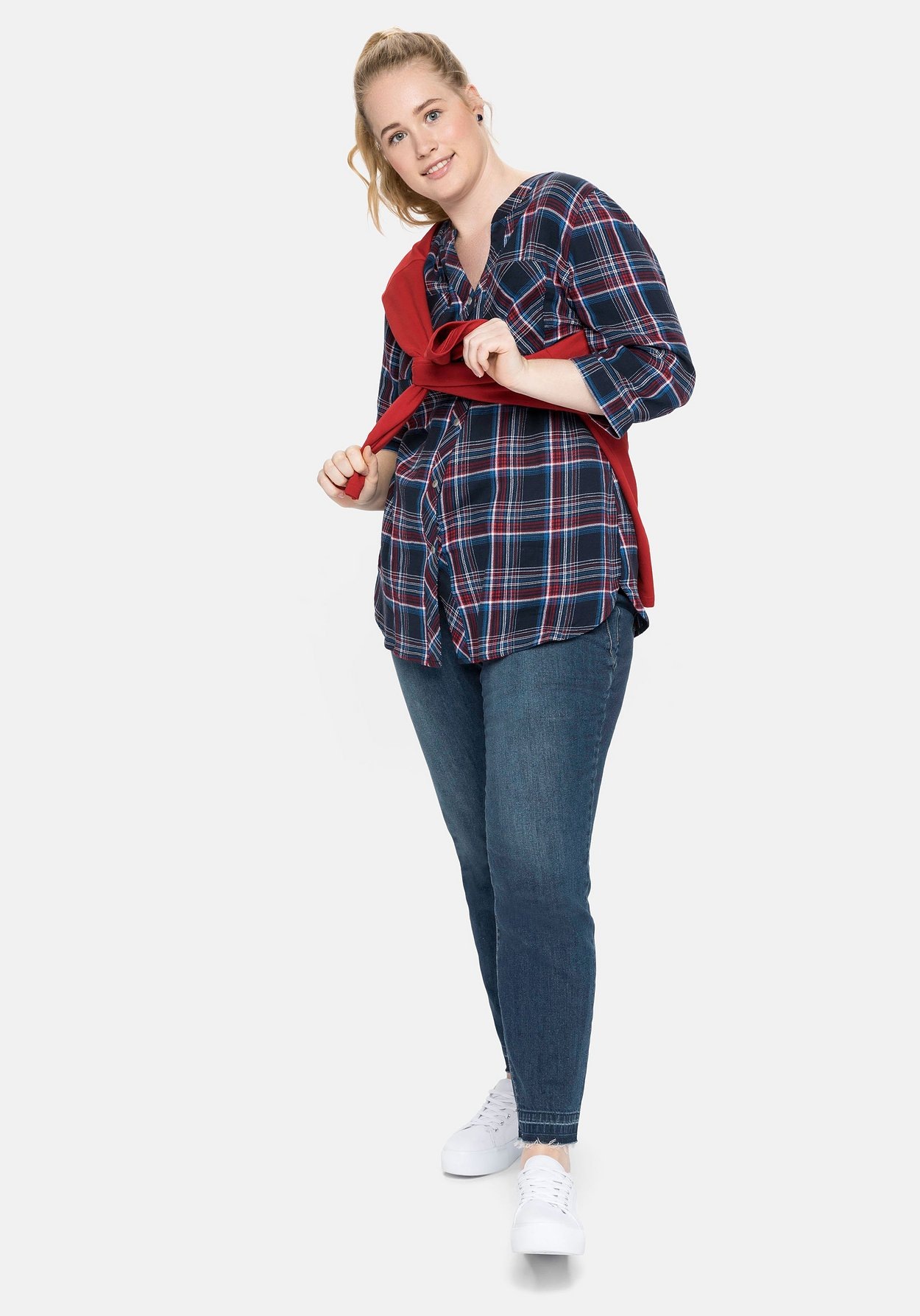 Sheego Karobluse »Bluse aus Baumwolle, mit 3/4-Ärmeln«