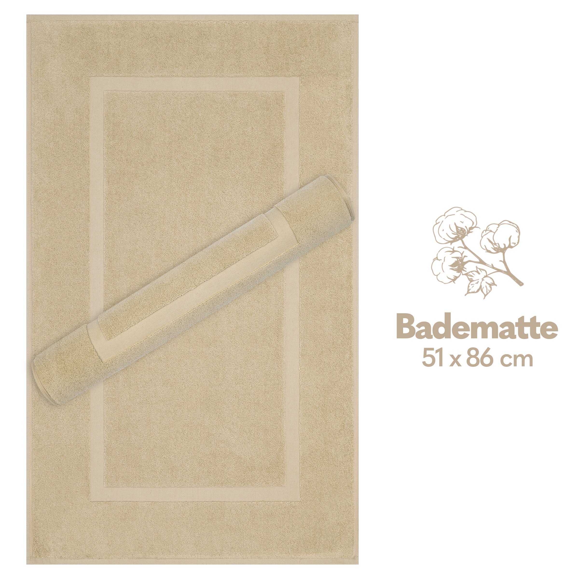 HAMMETEX Badematte »Hotelmatte, Duschvorleger«, rutschhemmend beschichtet, beidseitig nutzbar, 2-teiliges Set, einfarbig, 100% Baumwolle