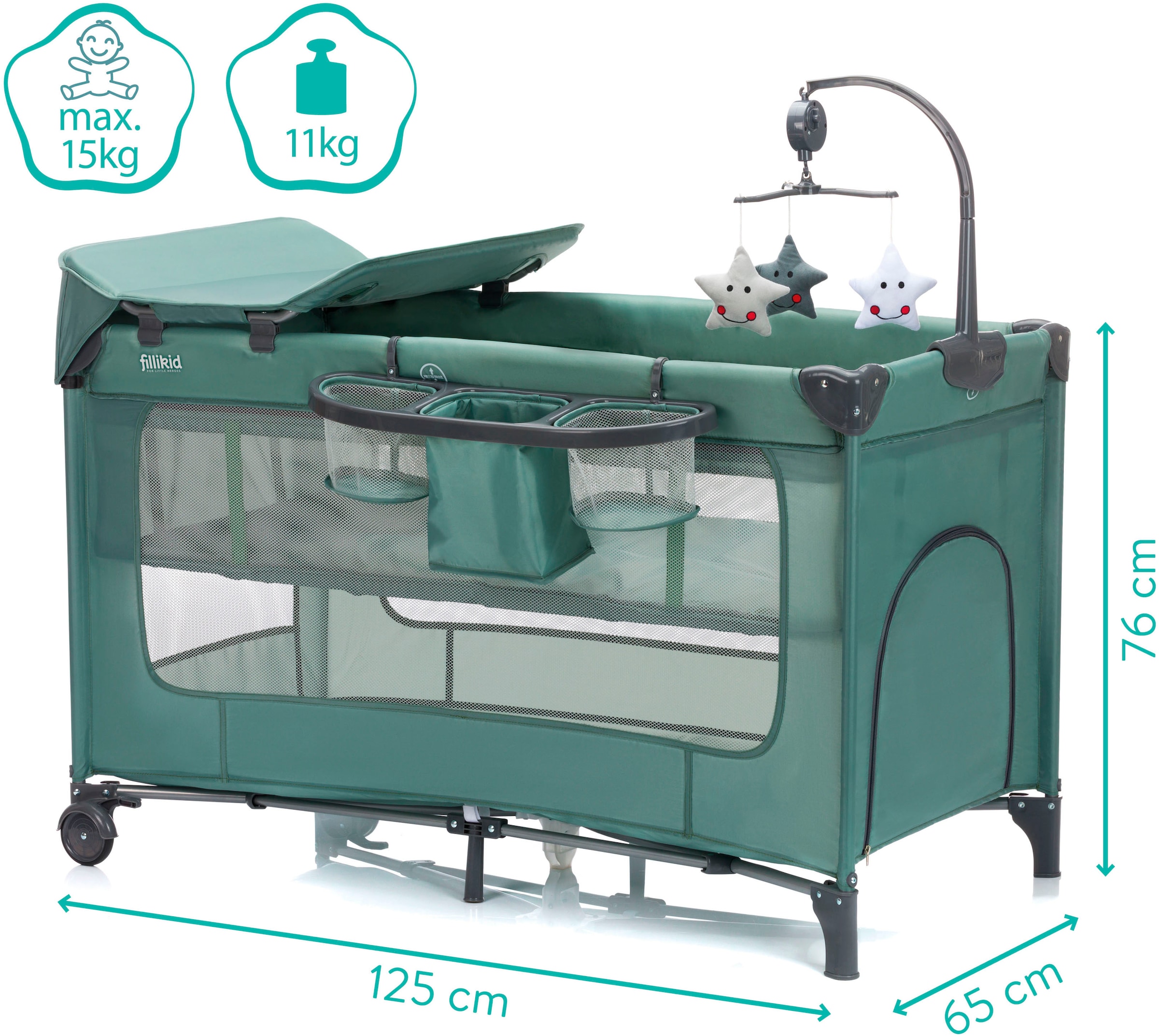 Fillikid Baby-Reisebett »Capri«, mit 2 Rollen; Inkl. Transporttasche