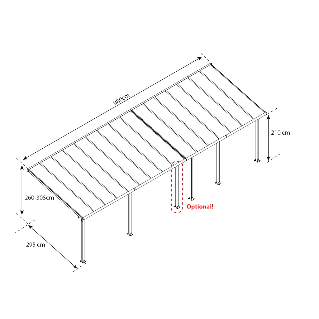 Palram - Canopia Terrassendach »Olympia 3x9.71«