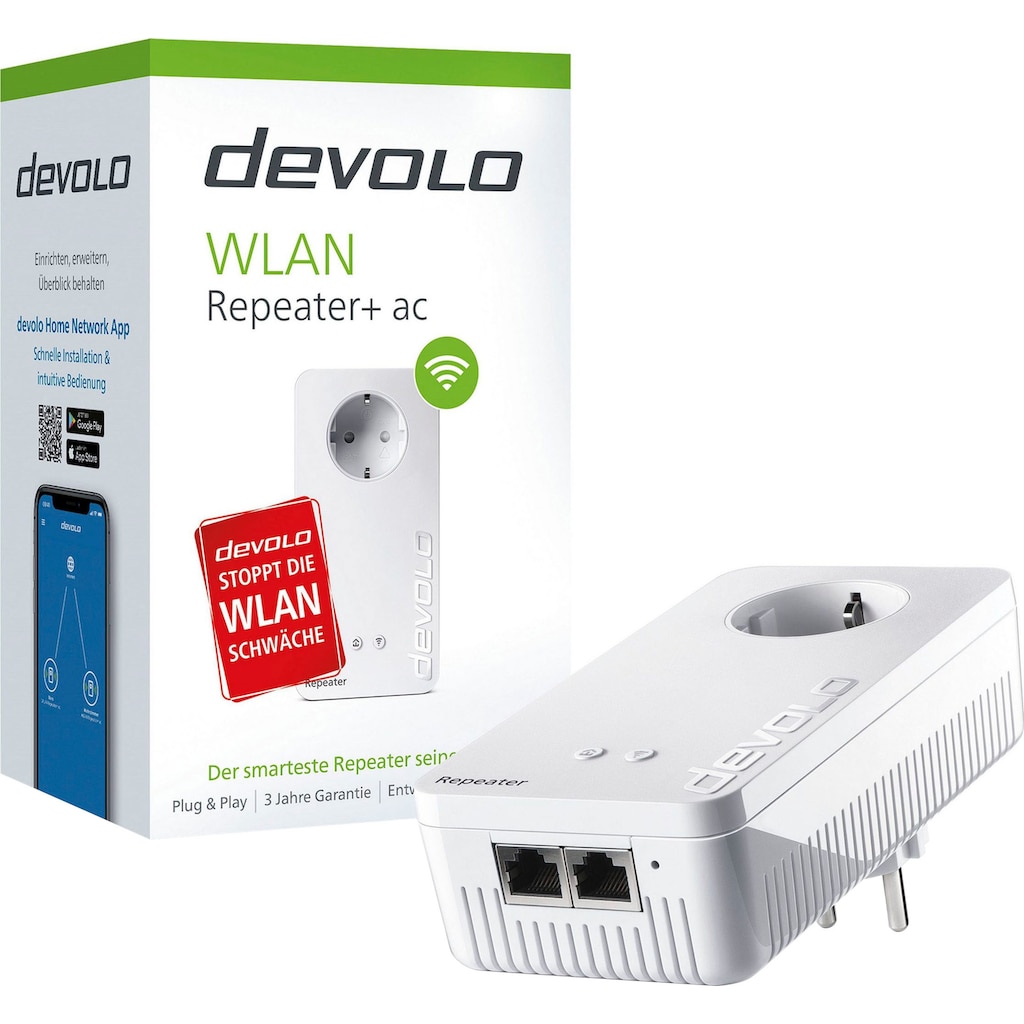 DEVOLO WLAN-Repeater »WIFI Repeater+ ac (1200Mbit, 2x LAN, Access Point, Dual WLAN)«, (1 St.)