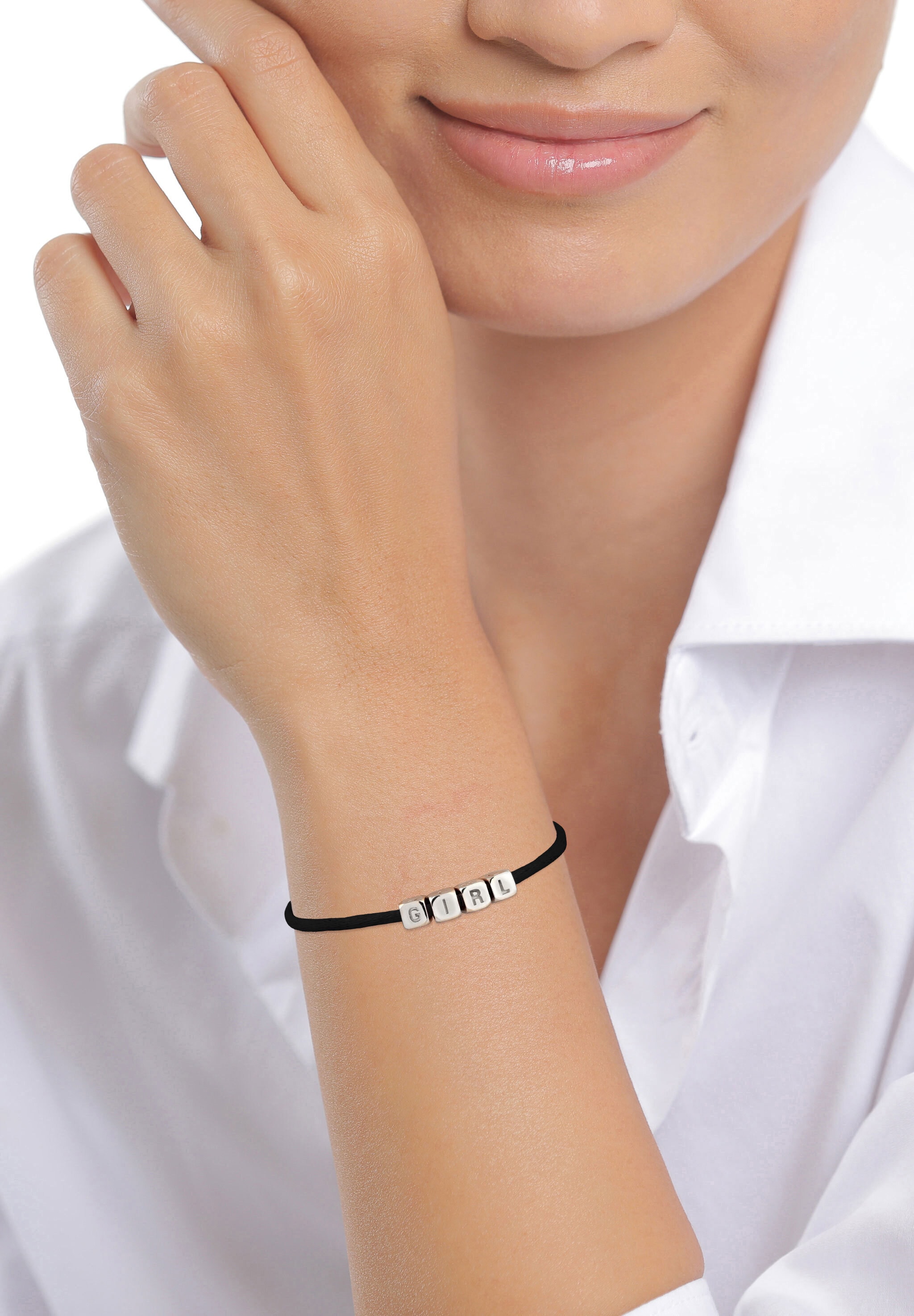 Elli Armkette »Armband Satin Lettering 925 Sterling Silber vergoldet«
