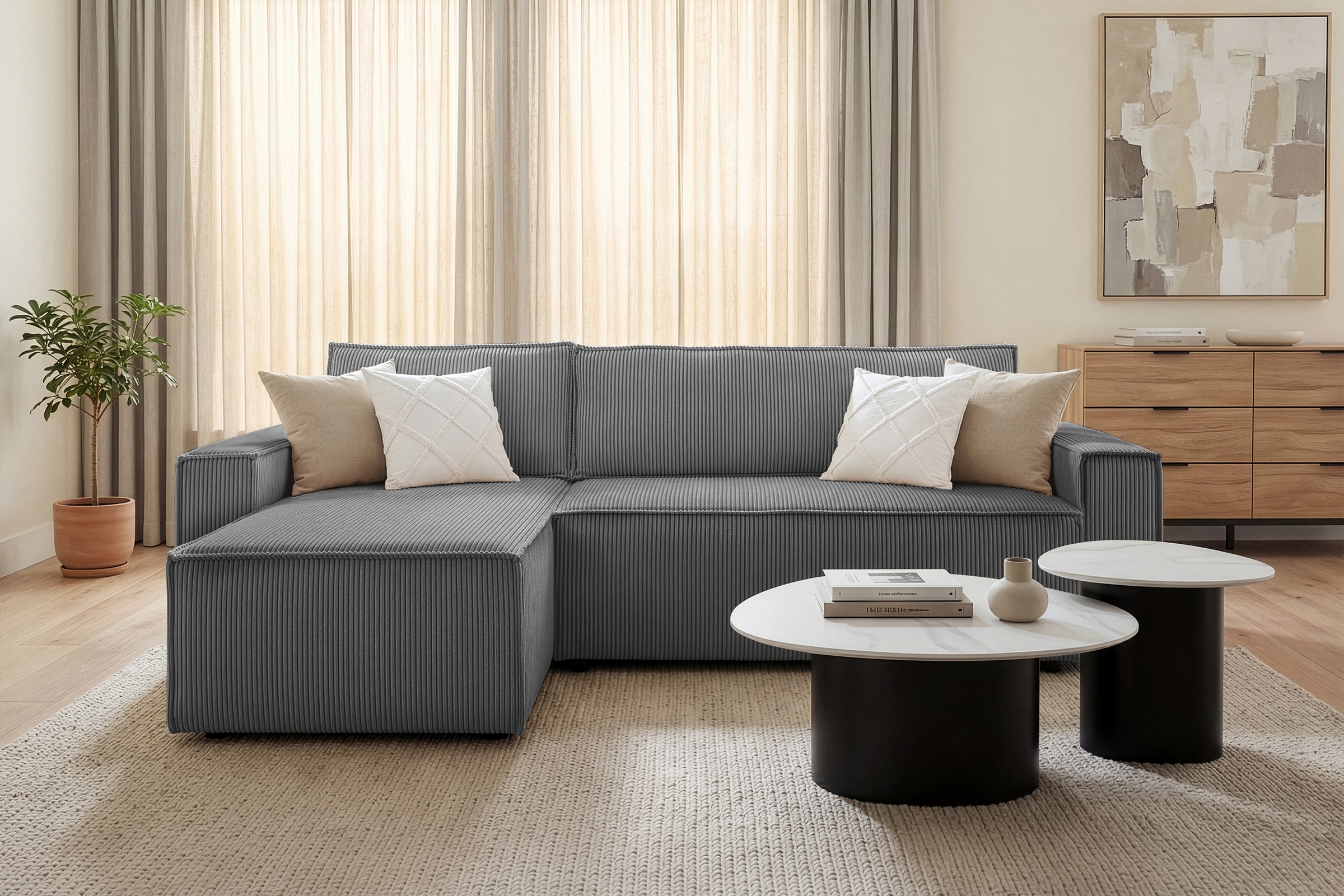 OTTO home Ecksofa »CASSI L-Form, 241cm - OTTO. Verlässliche Qualität.« Schlaffunktion (133/200), Bettkasten, Cord, Unser Tiefpreis