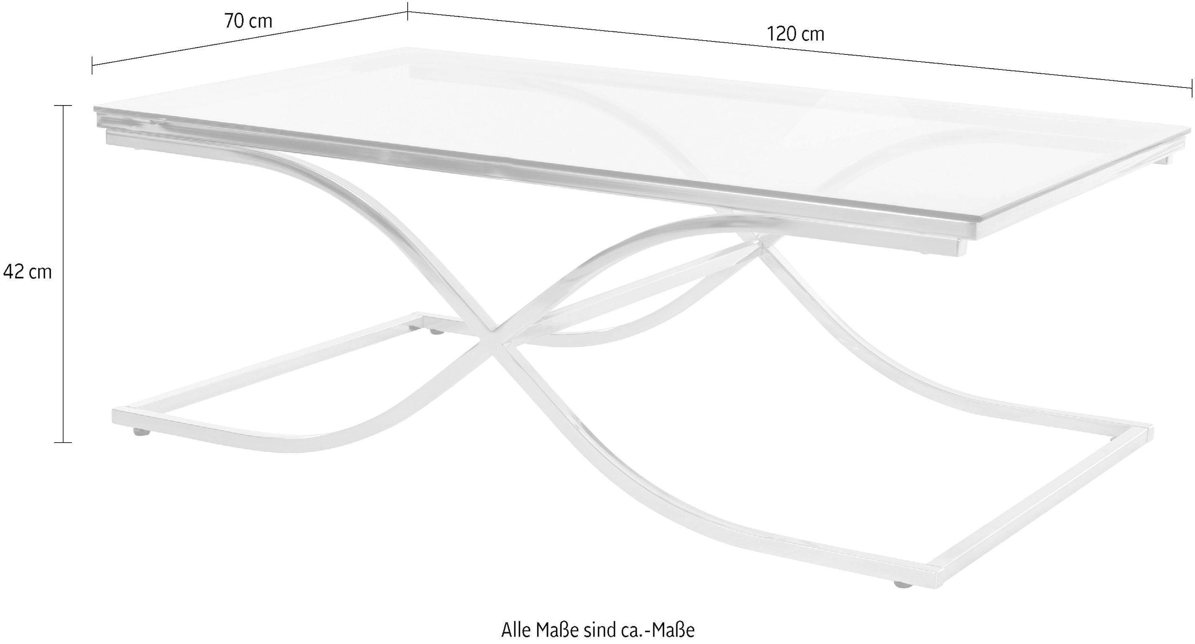 Home affaire Couchtisch »TOPSELLER!«, (Glastisch), Maße (B/T/H): (120/70/42), Gestell in Gold-Optik