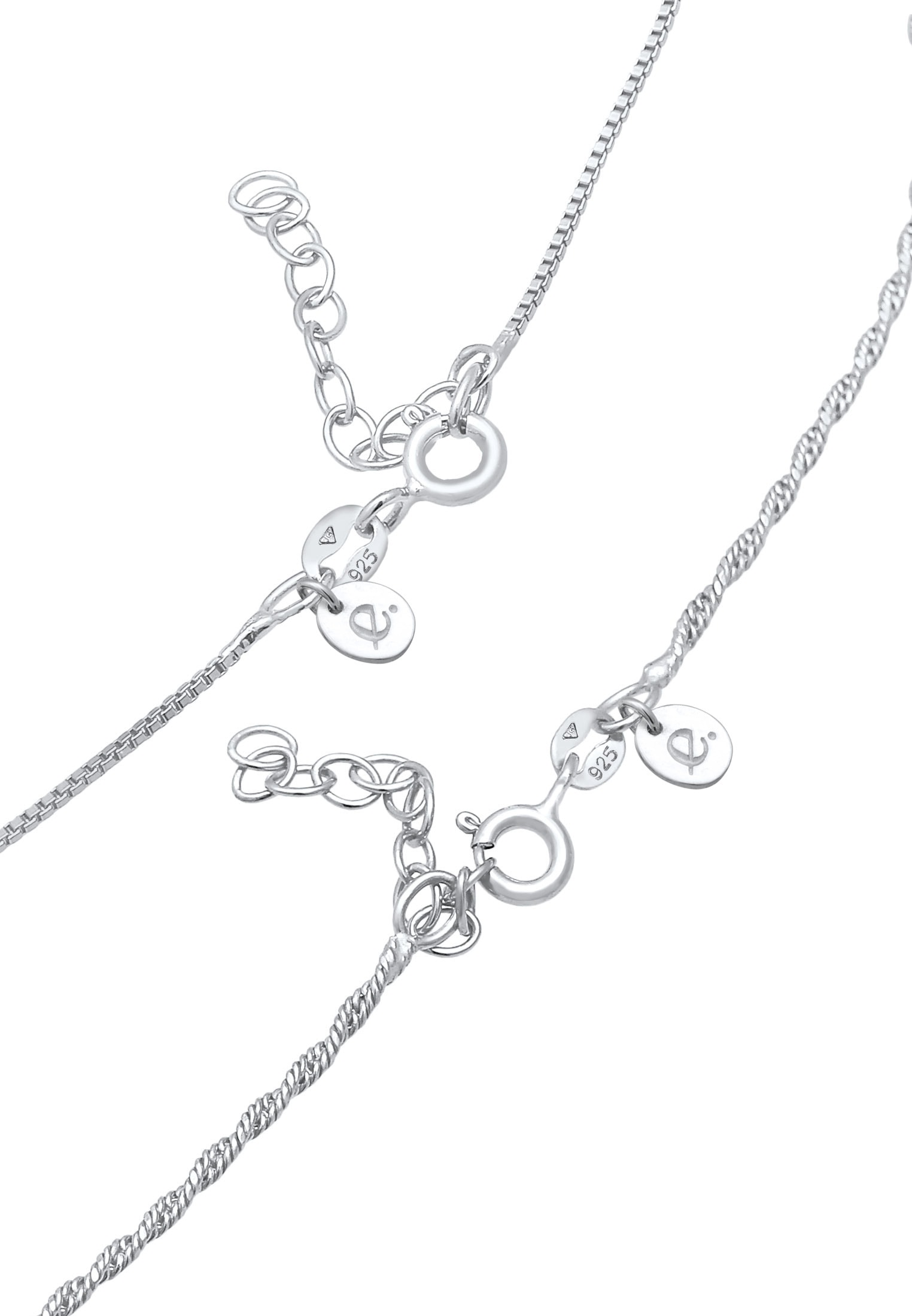 Elli Premium Ketten-Set »Halskette Choker Kordelkette Veneziakette (2 tlg) 925 Silber«
